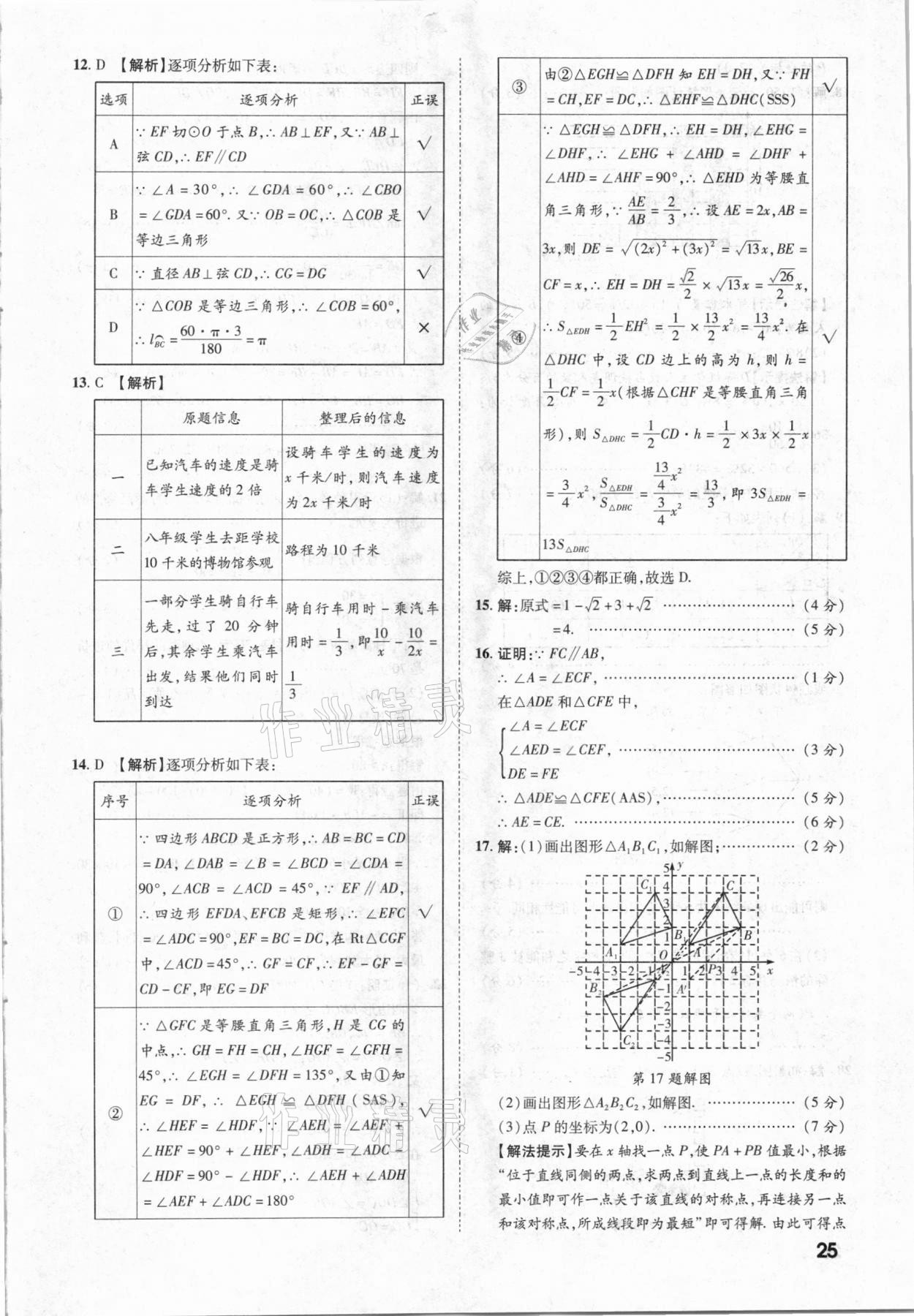 2021年一戰(zhàn)成名中考真題與拓展訓(xùn)練數(shù)學(xué)云南專版 參考答案第24頁(yè)