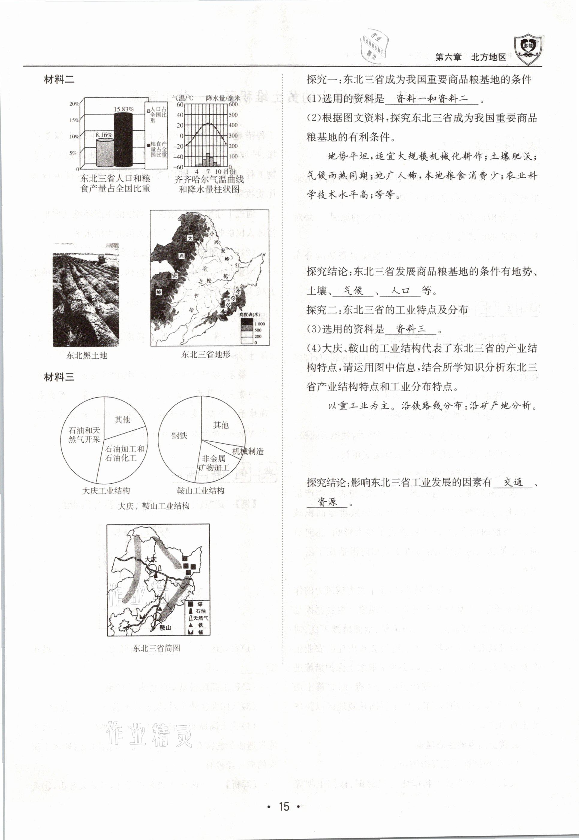 2021年指南針導(dǎo)學(xué)探究八年級(jí)地理下冊(cè)人教版 參考答案第15頁(yè)