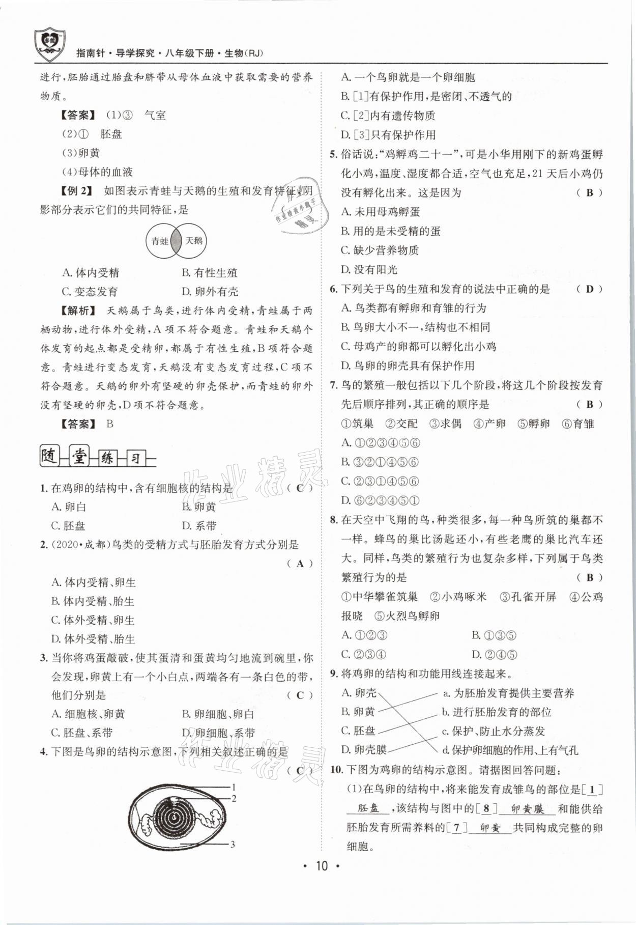 2021年指南針導(dǎo)學(xué)探究八年級(jí)生物下冊(cè)人教版 第10頁(yè)