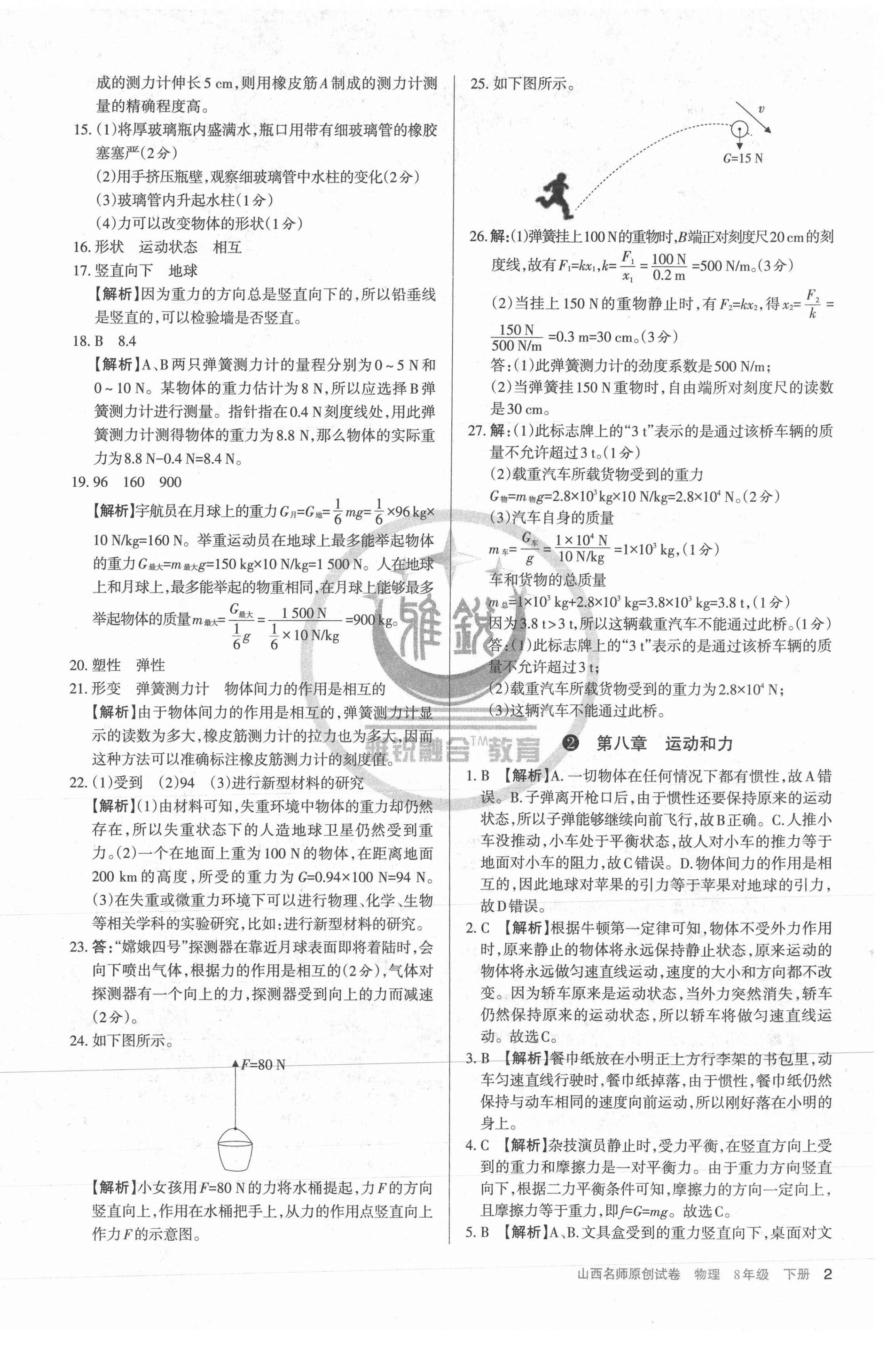 2021年山西名師原創(chuàng)試卷八年級物理下冊人教版 第2頁