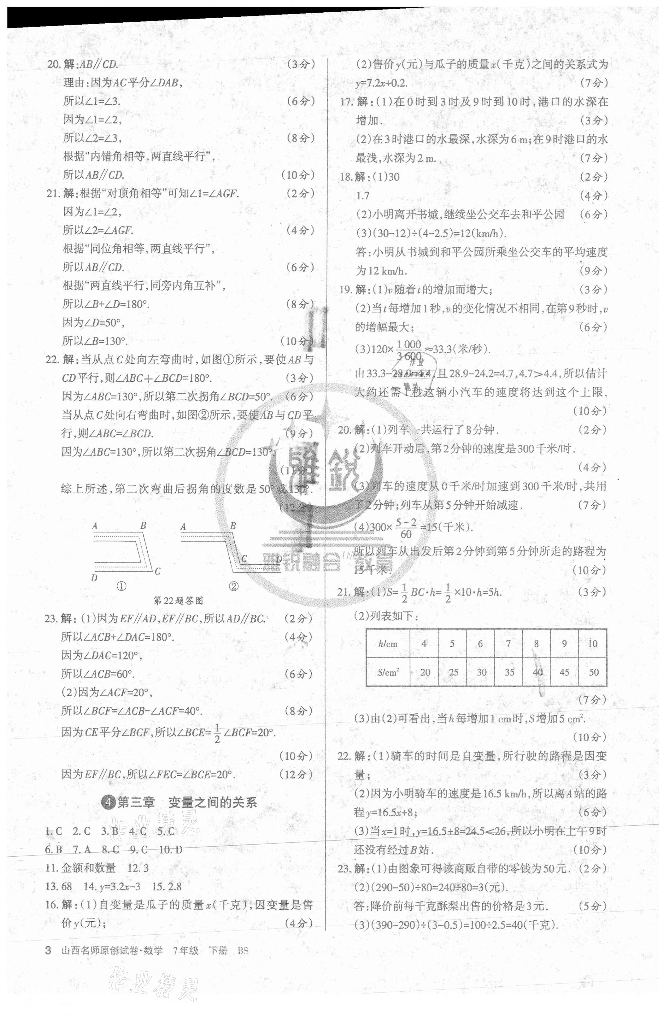 2021年山西名師原創(chuàng)試卷七年級數(shù)學(xué)下冊北師大版 第3頁