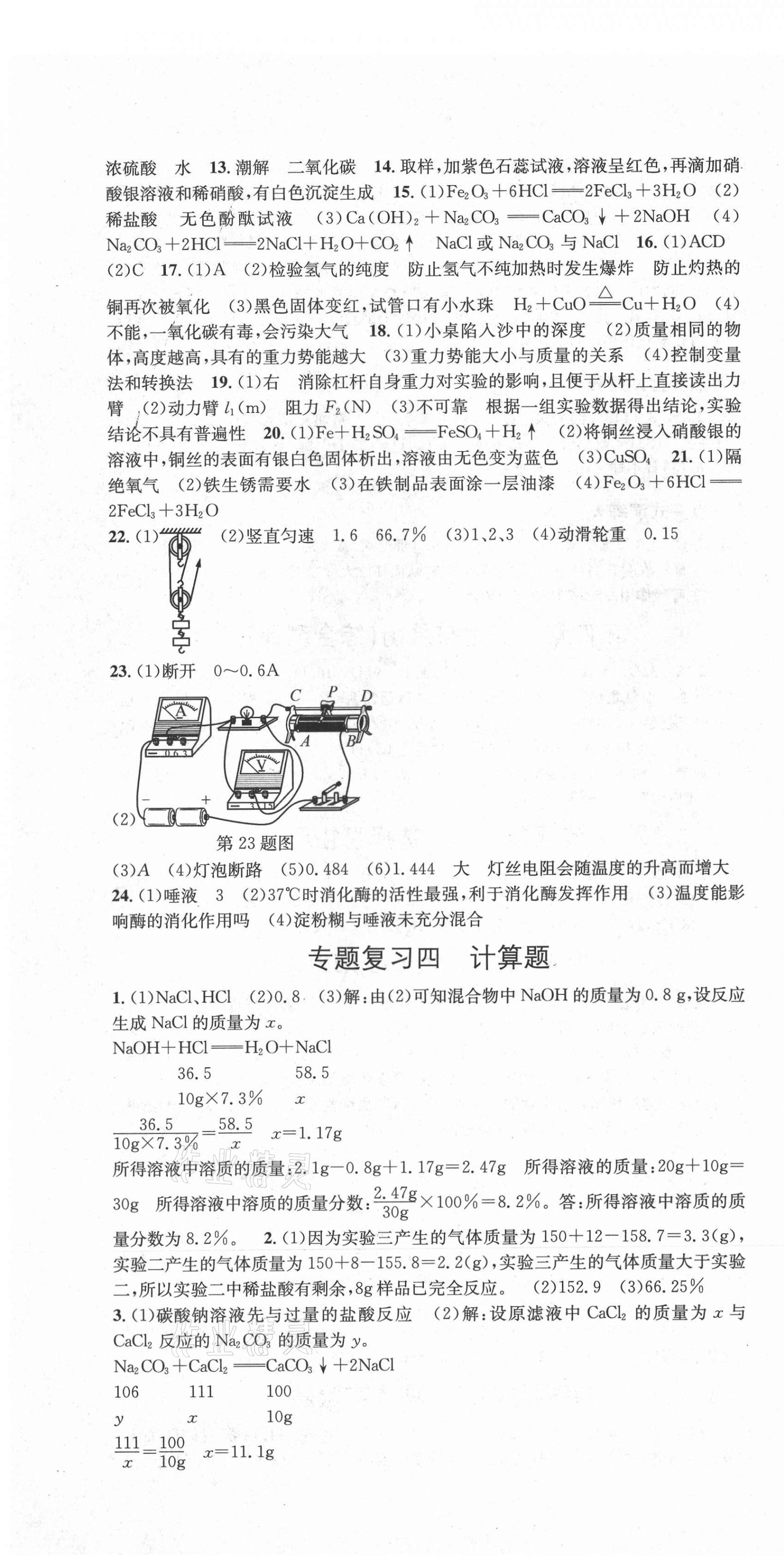 2020年名校期末复习宝典九年级科学上册浙教版 第4页