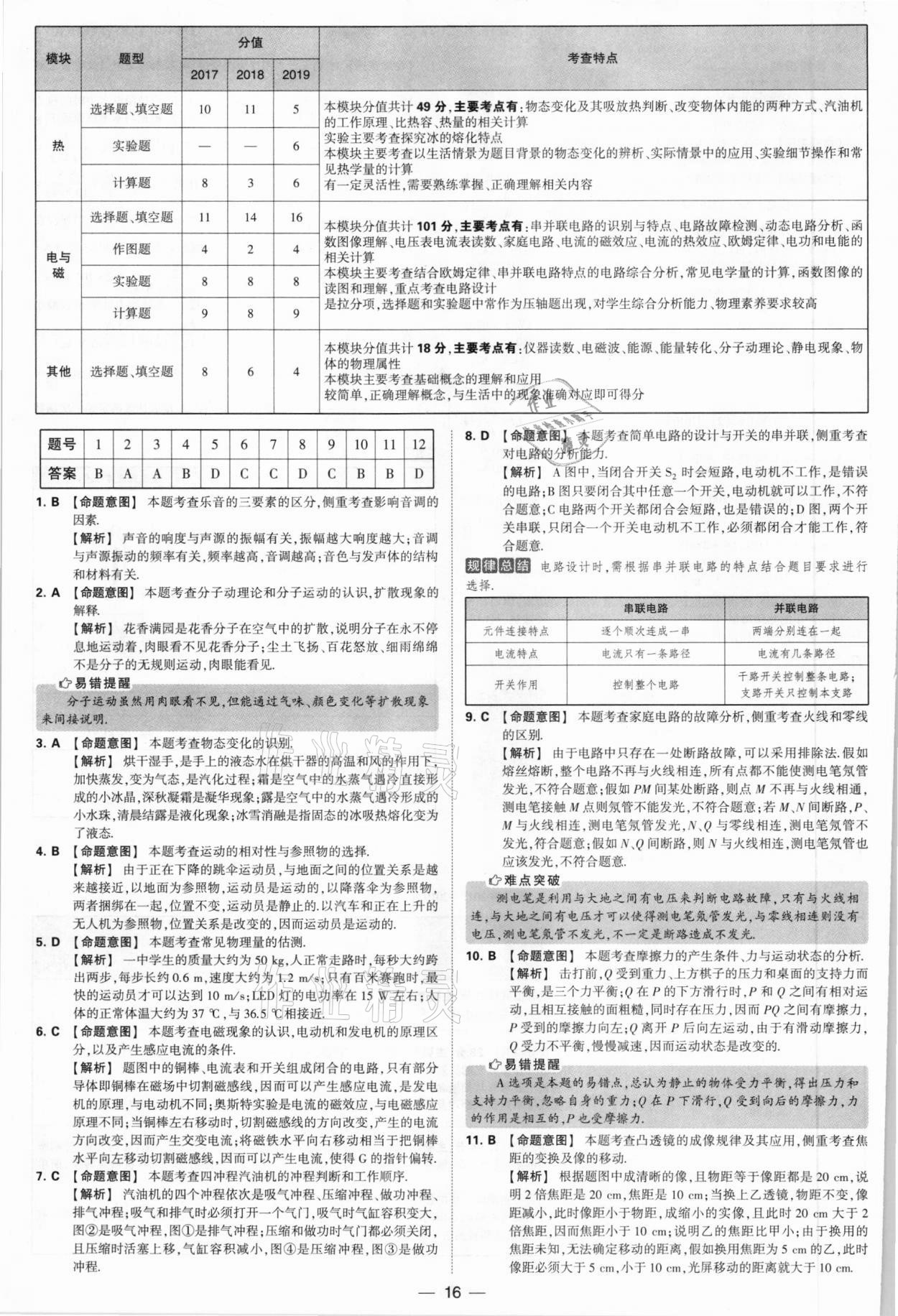 2021年學(xué)霸中考試卷匯編38套物理江蘇專版 參考答案第16頁