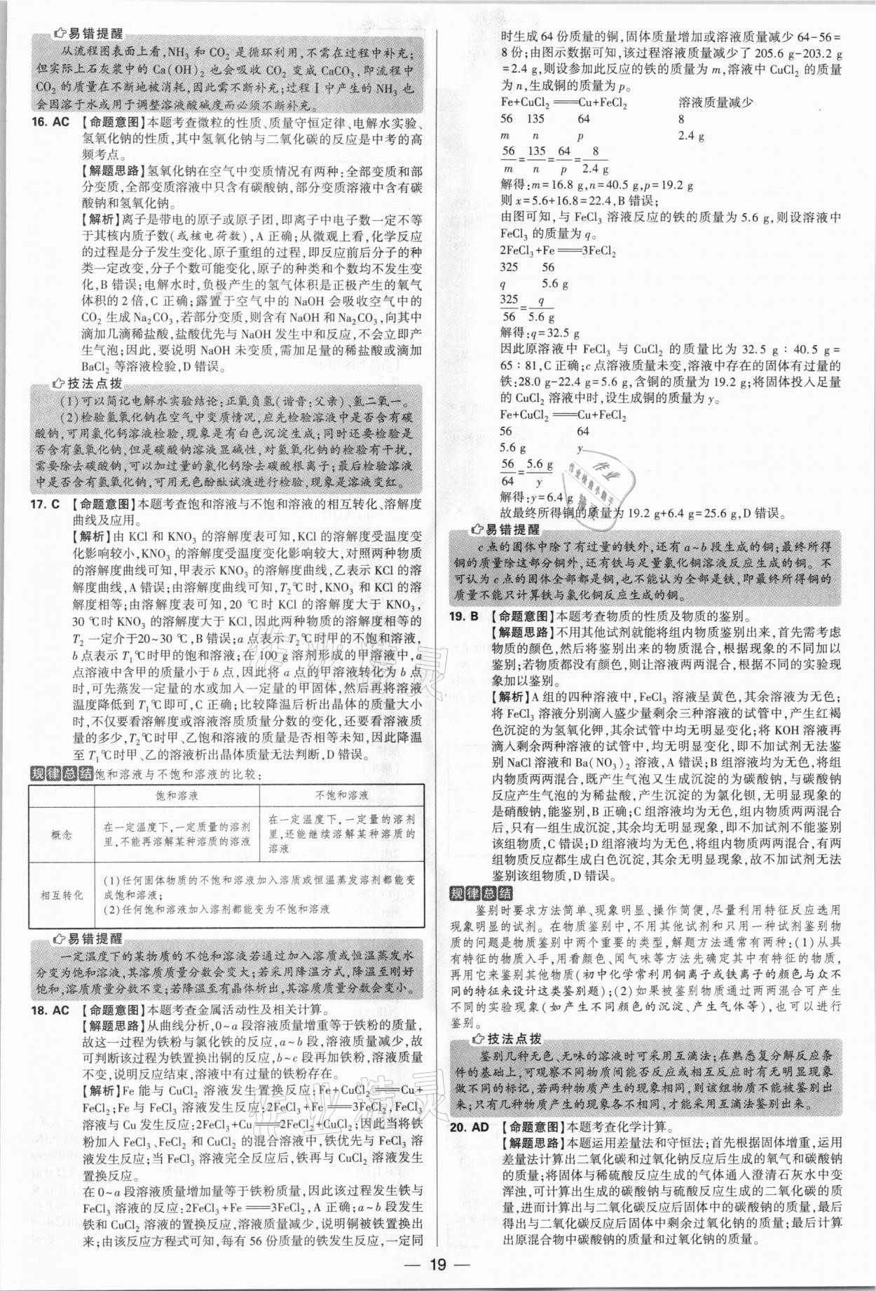 2021年學(xué)霸中考試卷匯編38套化學(xué)江蘇專版 參考答案第19頁