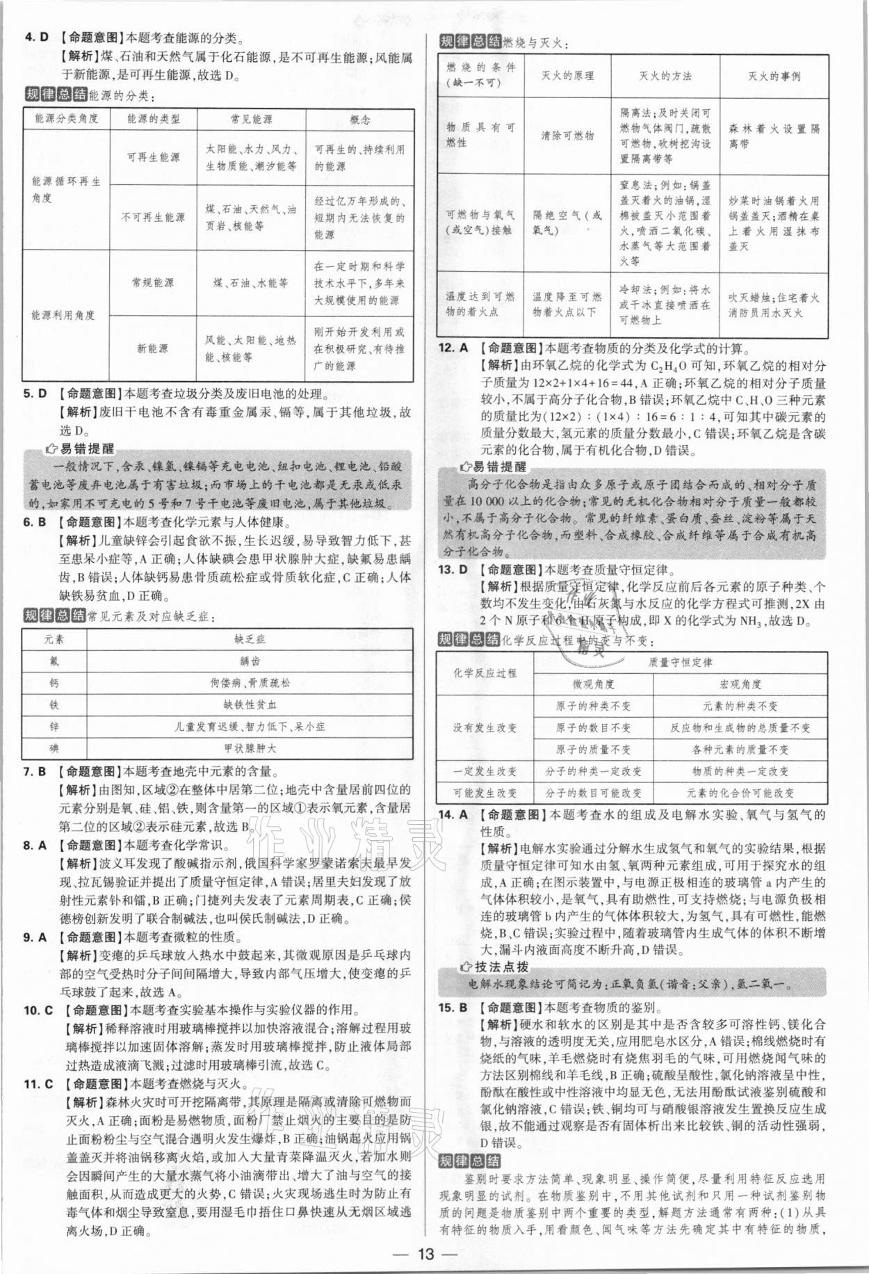 2021年學(xué)霸中考試卷匯編38套化學(xué)江蘇專版 參考答案第13頁