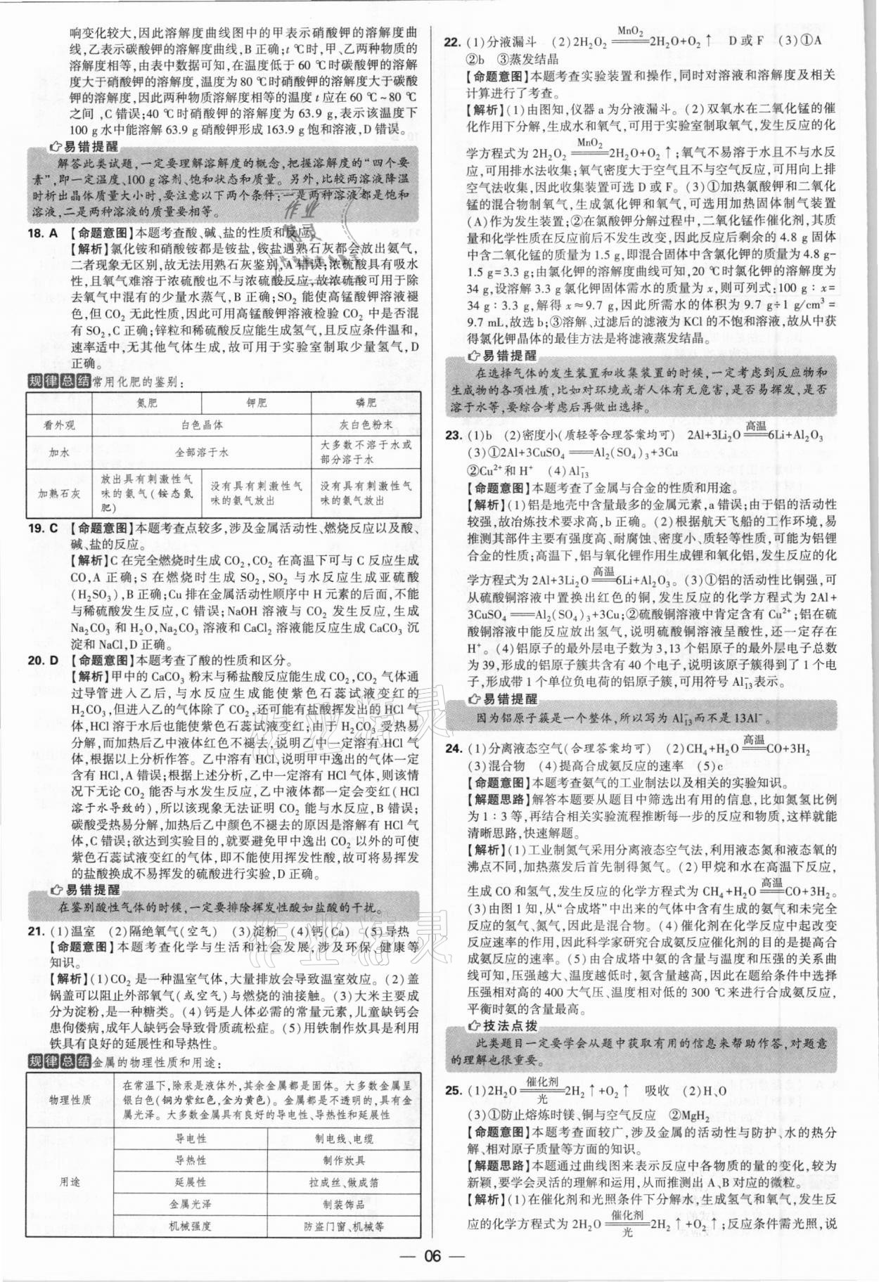 2021年學(xué)霸中考試卷匯編38套化學(xué)江蘇專版 參考答案第6頁