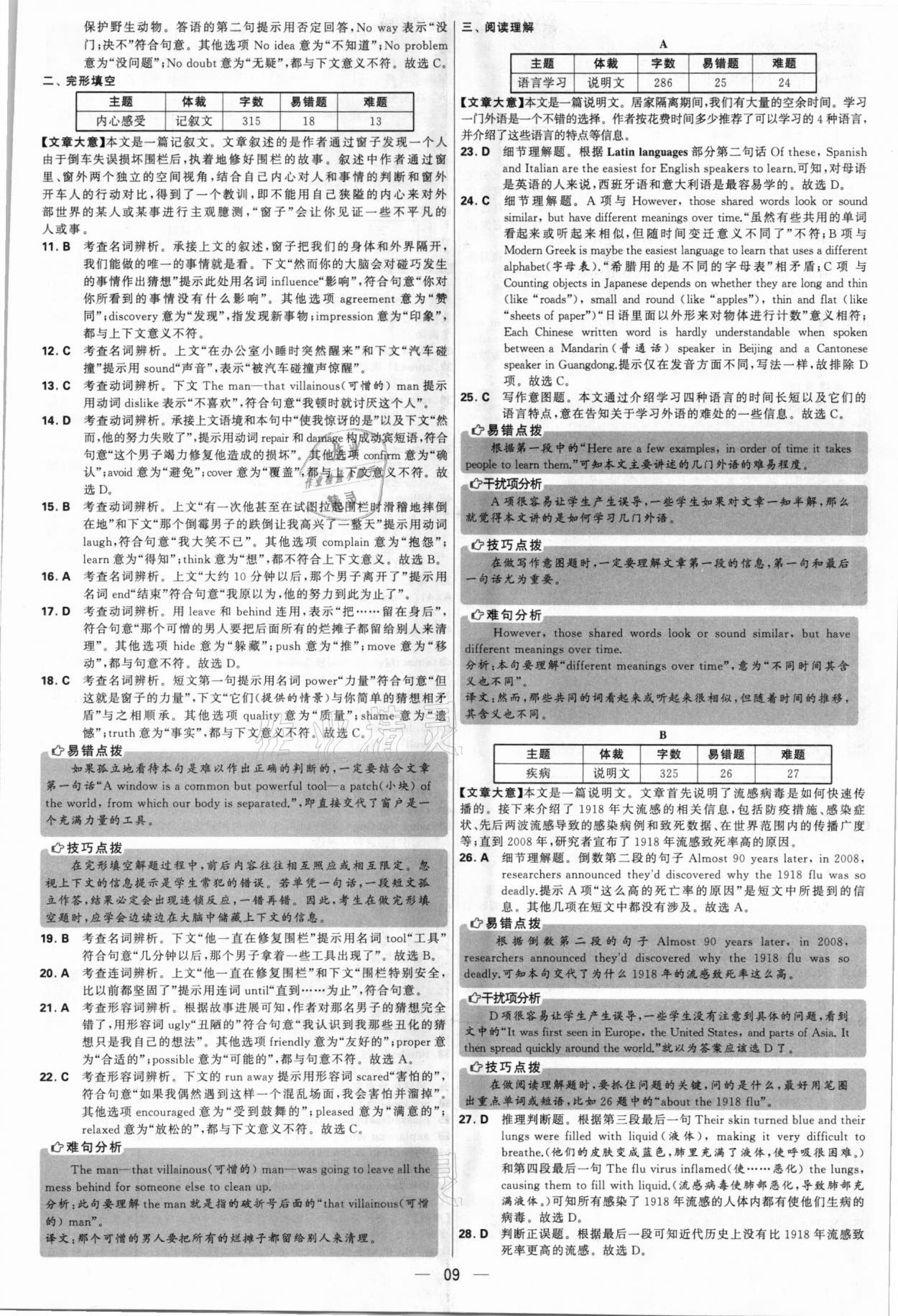 2021年學(xué)霸中考試卷匯編38套英語(yǔ)江蘇專(zhuān)版 參考答案第9頁(yè)