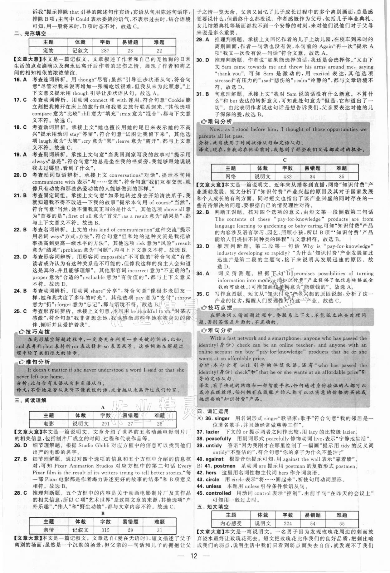 2021年學(xué)霸中考試卷匯編38套英語江蘇專版 參考答案第12頁