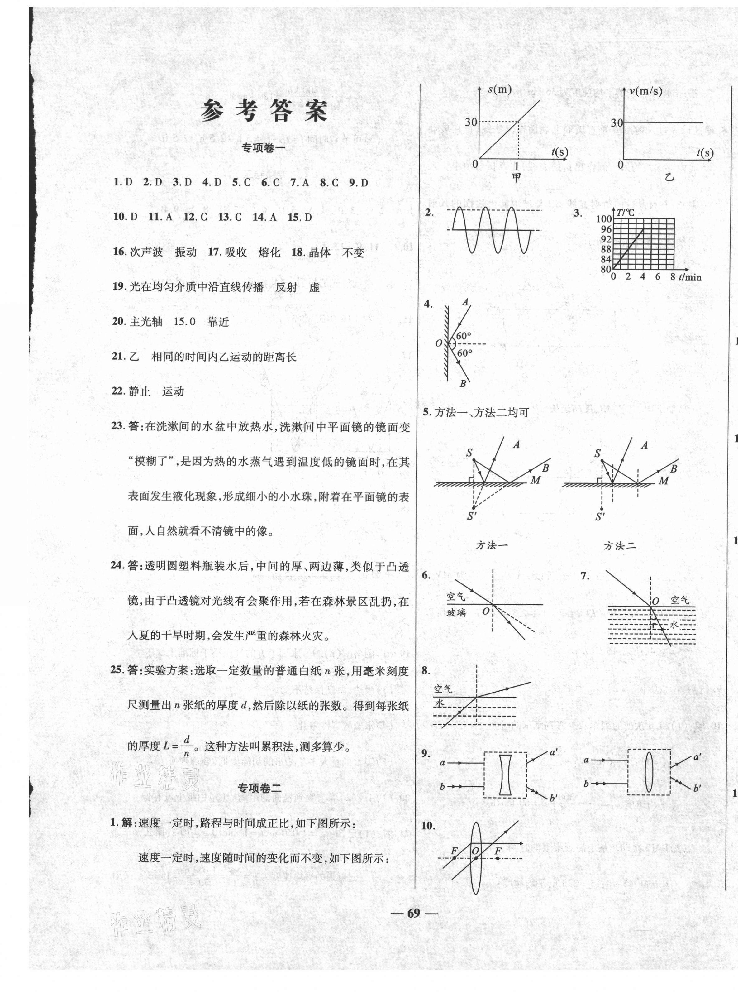 2020年特優復習計劃期末沖刺100分八年級物理上冊北師大版 第1頁