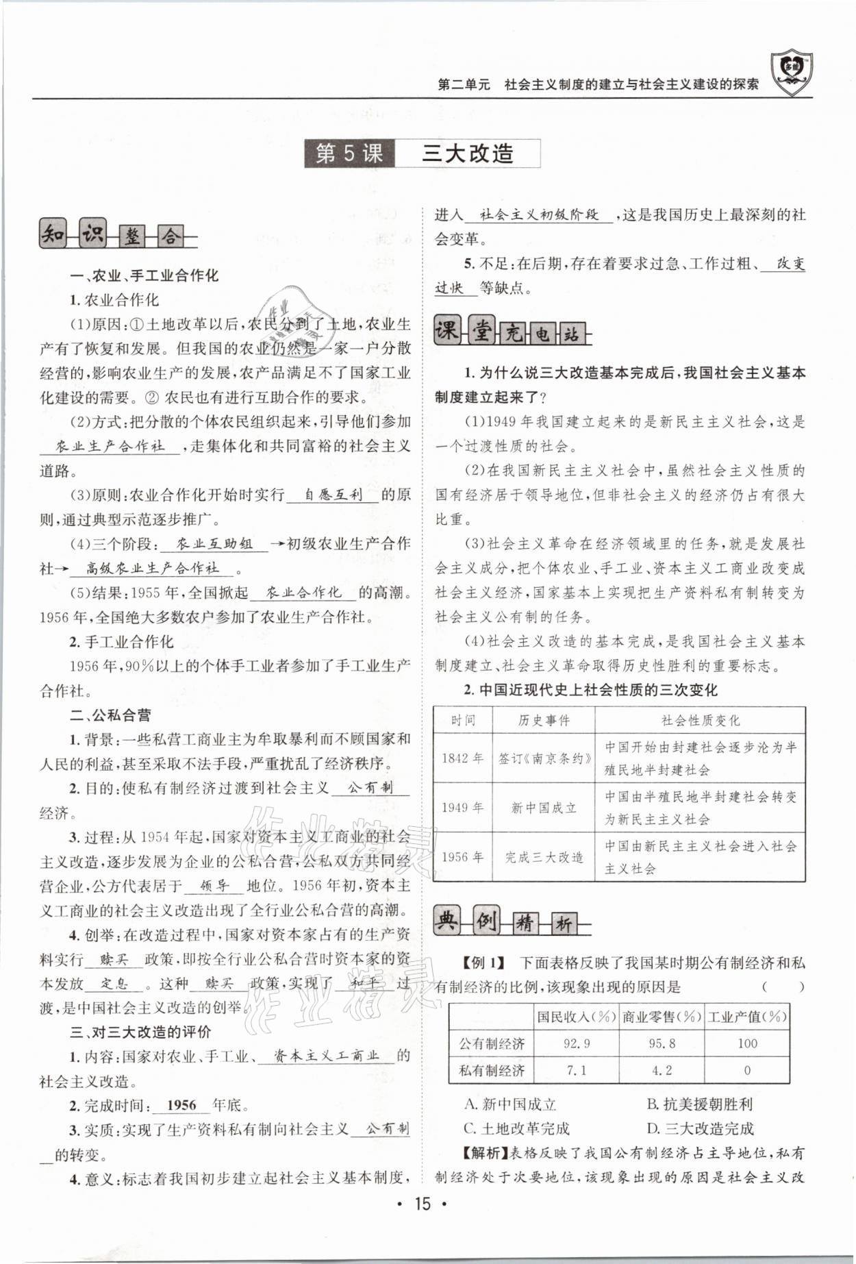 2021年指南針導(dǎo)學(xué)探究八年級(jí)歷史下冊人教版 參考答案第15頁