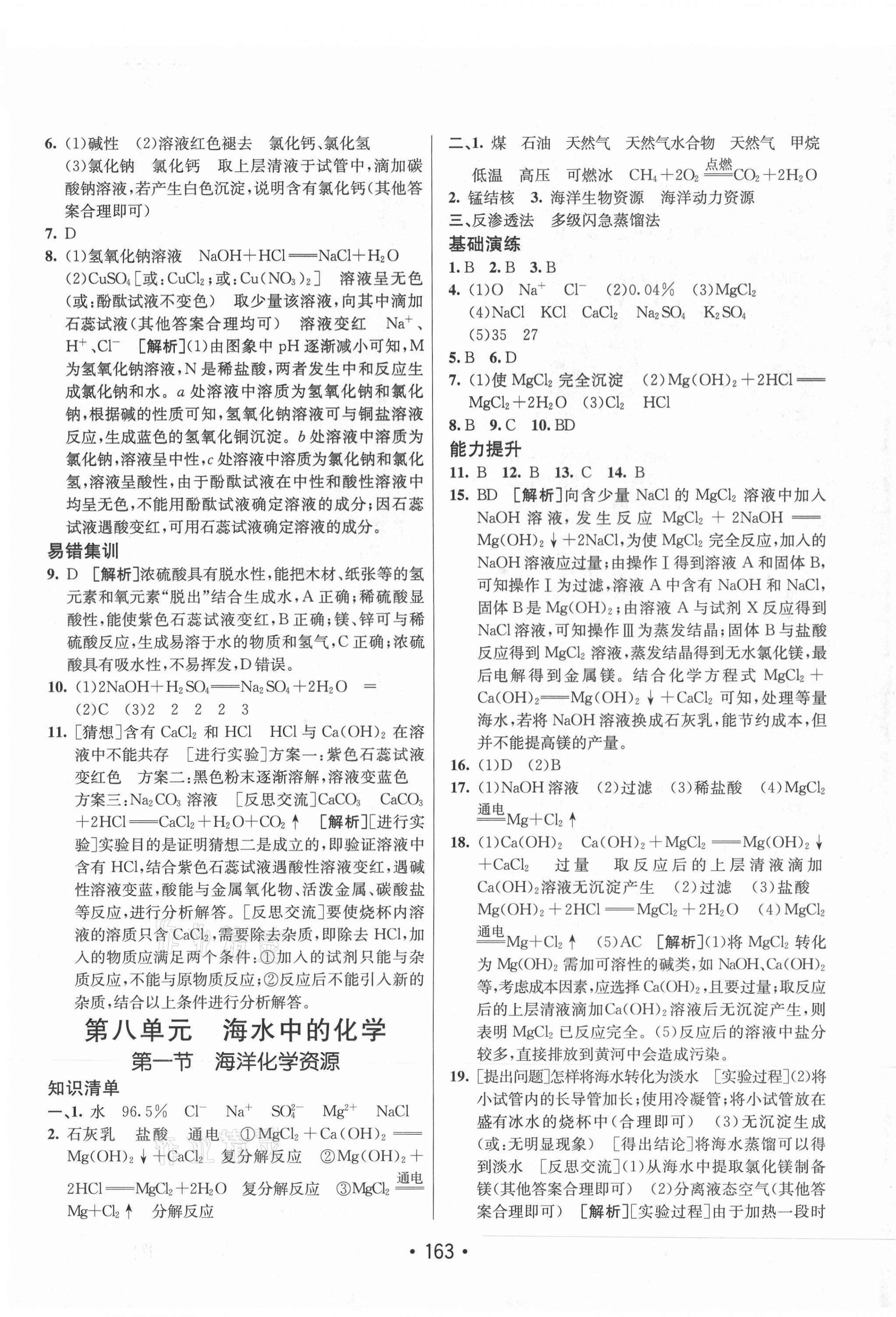 2021年同行学案学练测九年级化学下册鲁教版63制 参考答案第7页