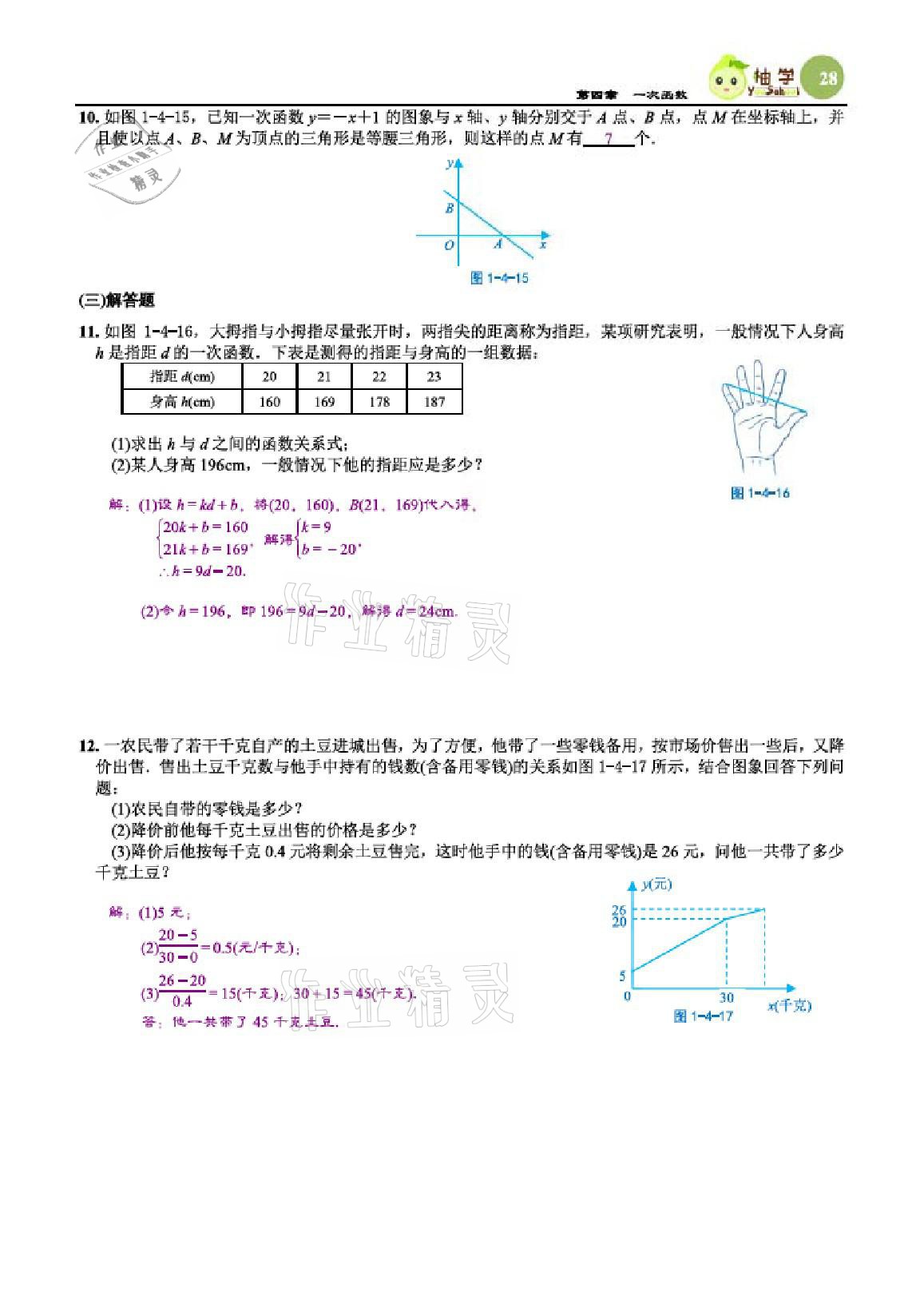 2020年智能作業(yè)與測評期末復(fù)習(xí)與假期作業(yè)八年級數(shù)學(xué)上冊北師大版 參考答案第28頁