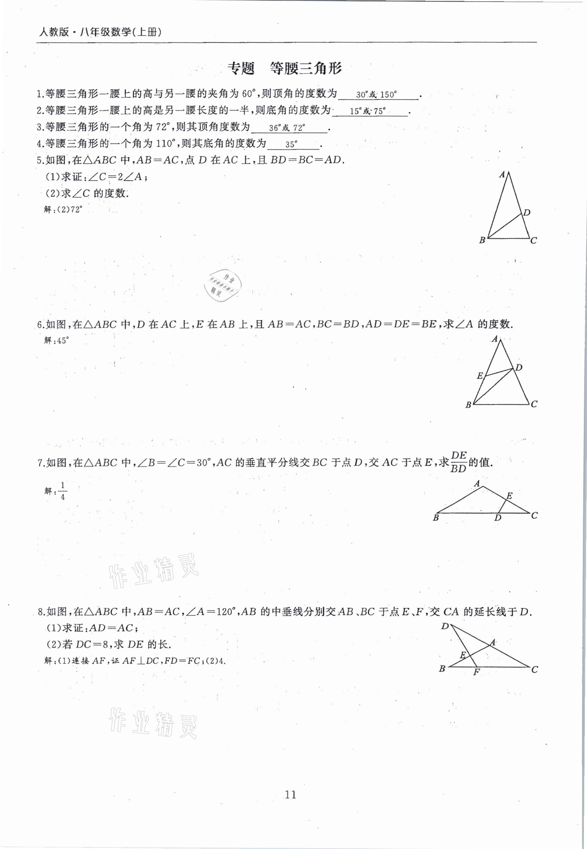 2020年思維新觀察期末復(fù)習(xí)專題八年級數(shù)學(xué)上冊人教版 第11頁