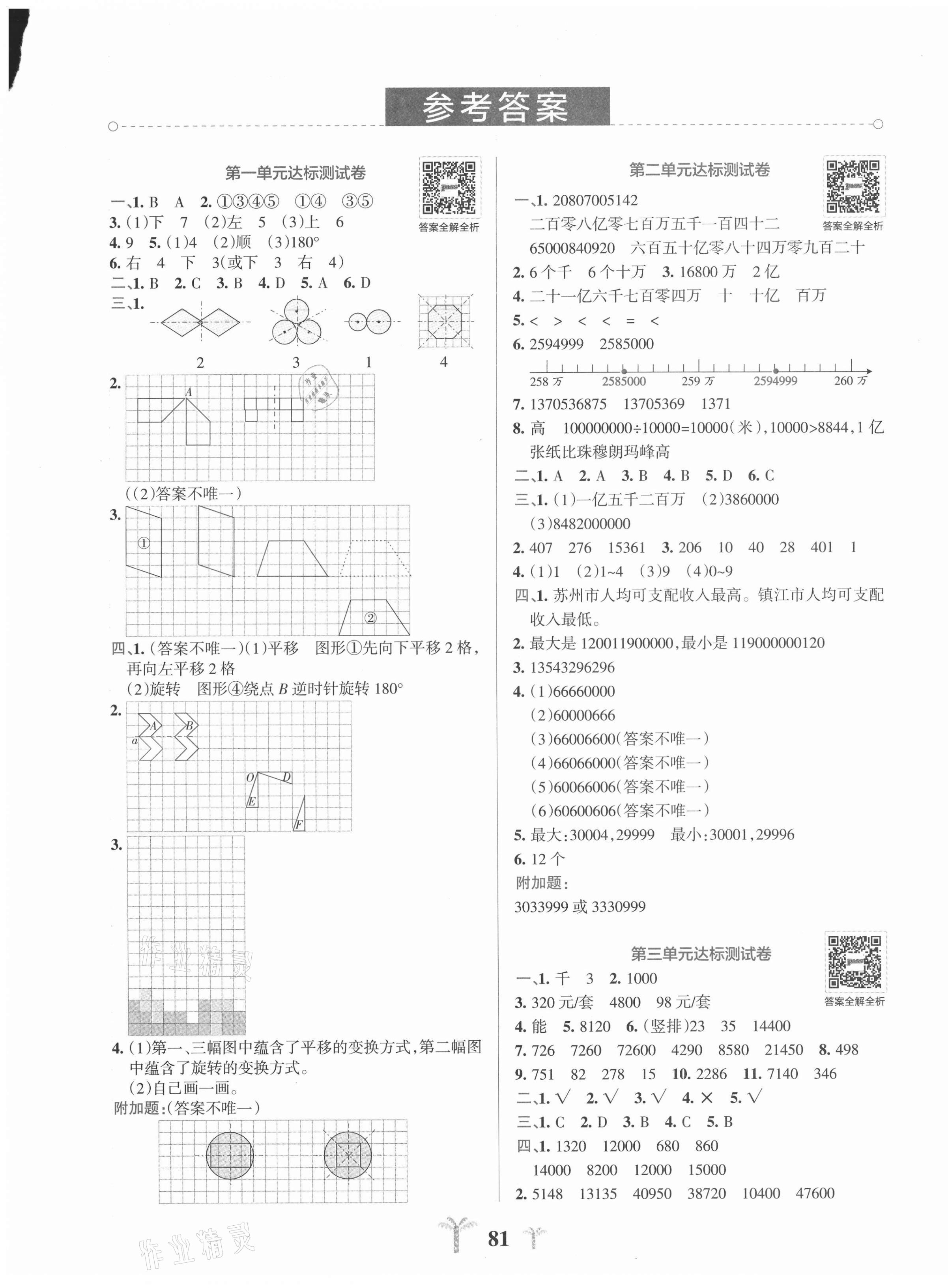 2021年小學學霸沖A卷四年級數(shù)學下冊蘇教版 第1頁