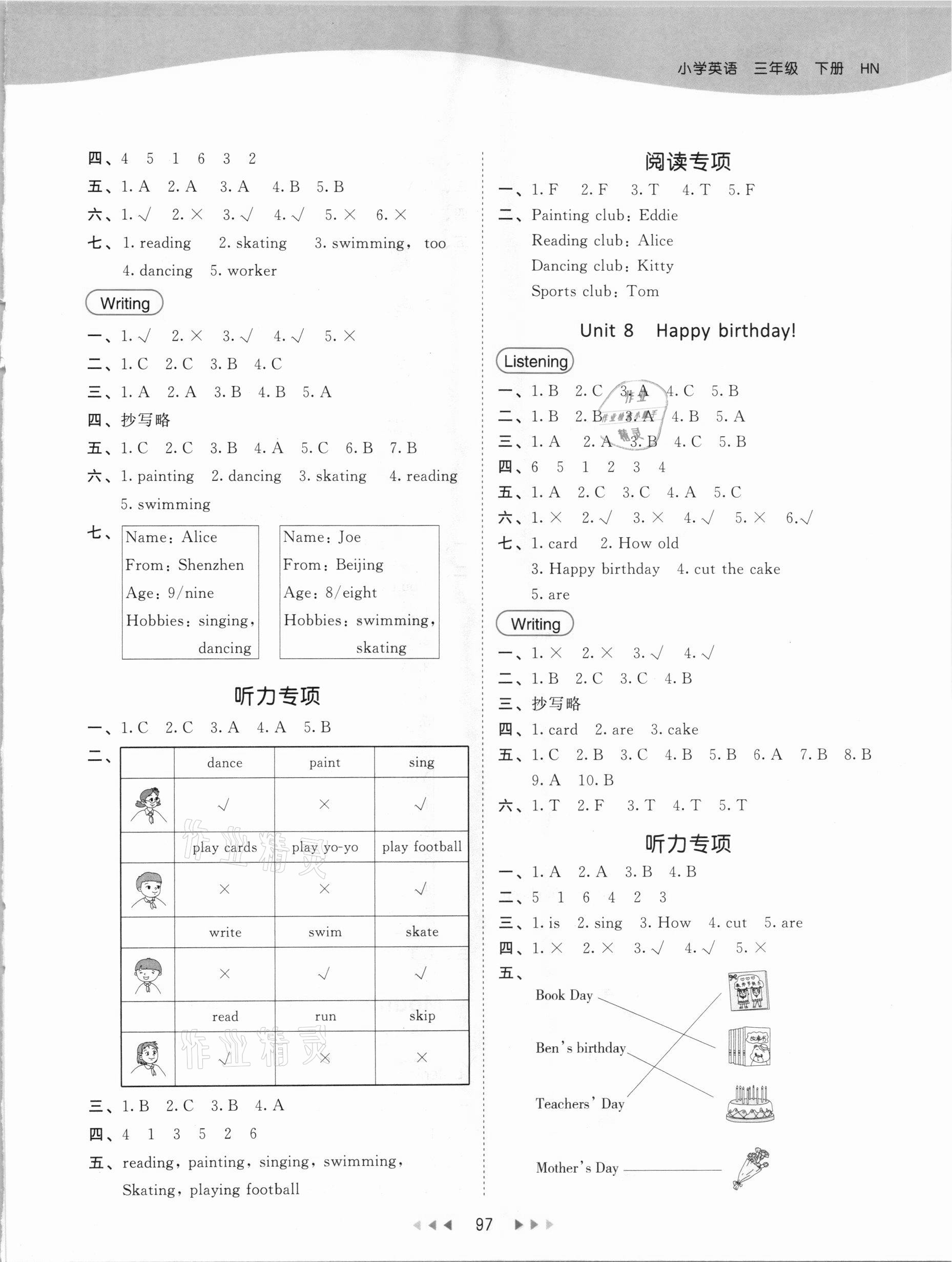 2021年53天天練三年級(jí)英語(yǔ)下冊(cè)滬教牛津版 參考答案第5頁(yè)