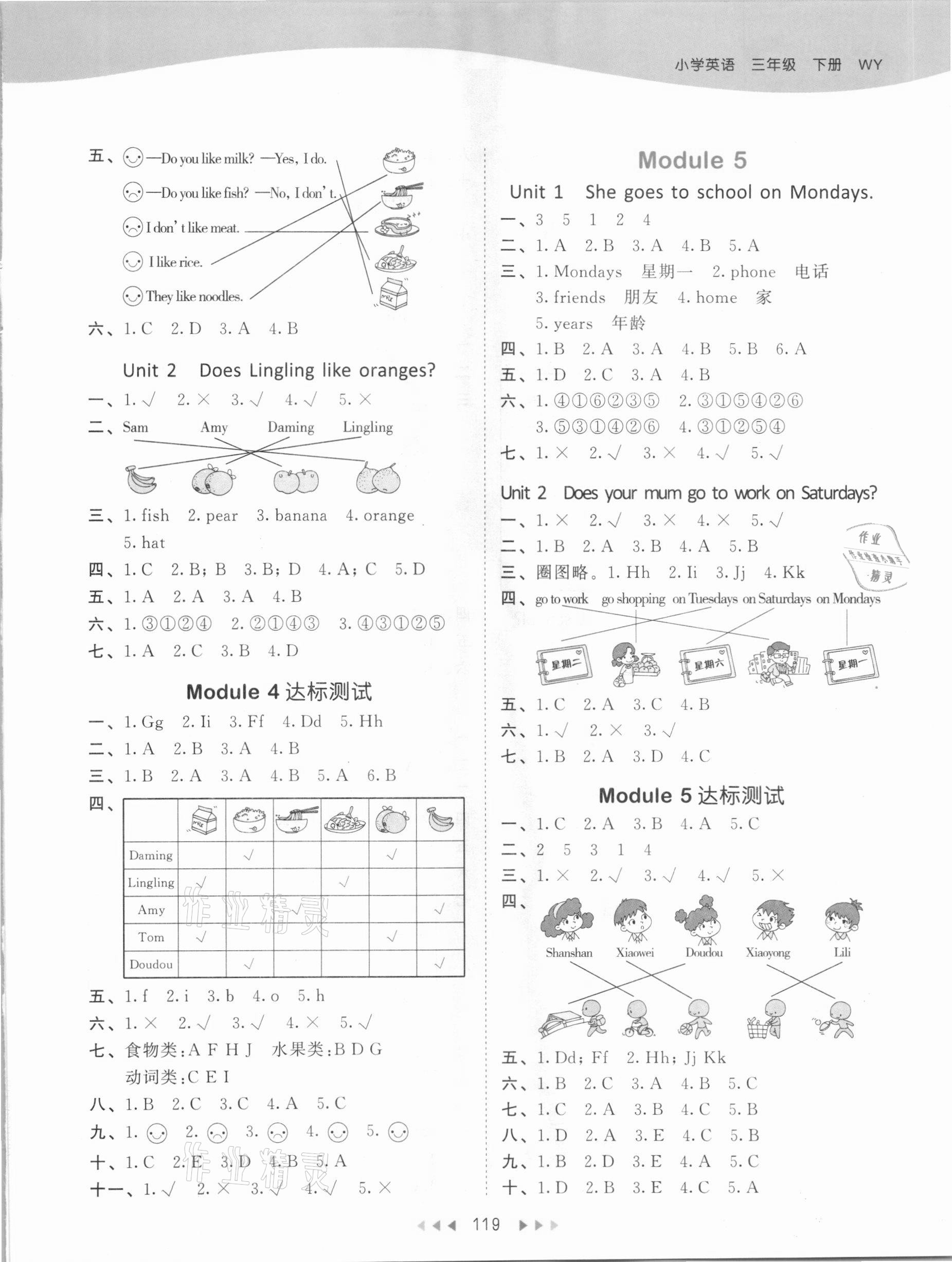 2021年53天天練三年級英語下冊外研版 參考答案第3頁