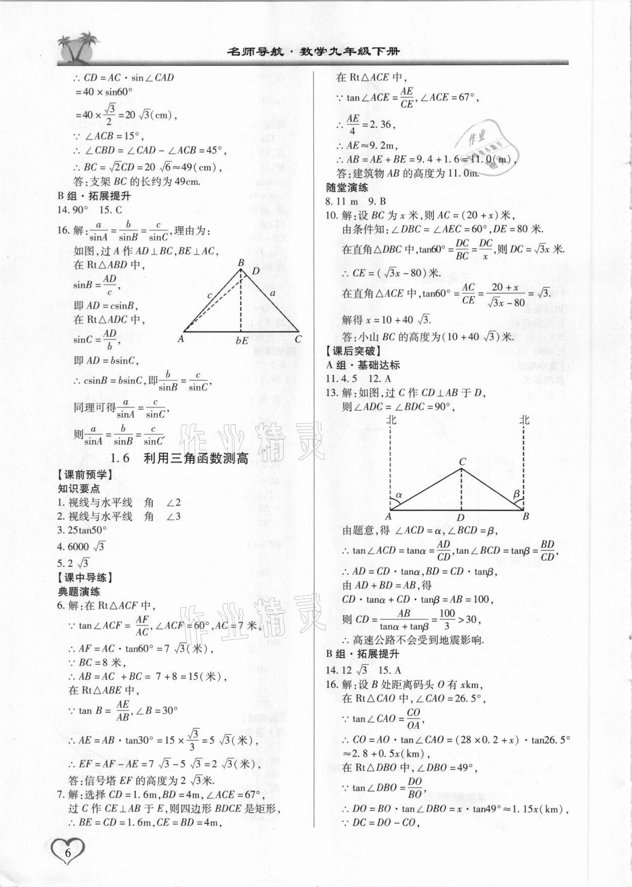 2021年名师导航九年级数学下册北师大版广东专版 第6页