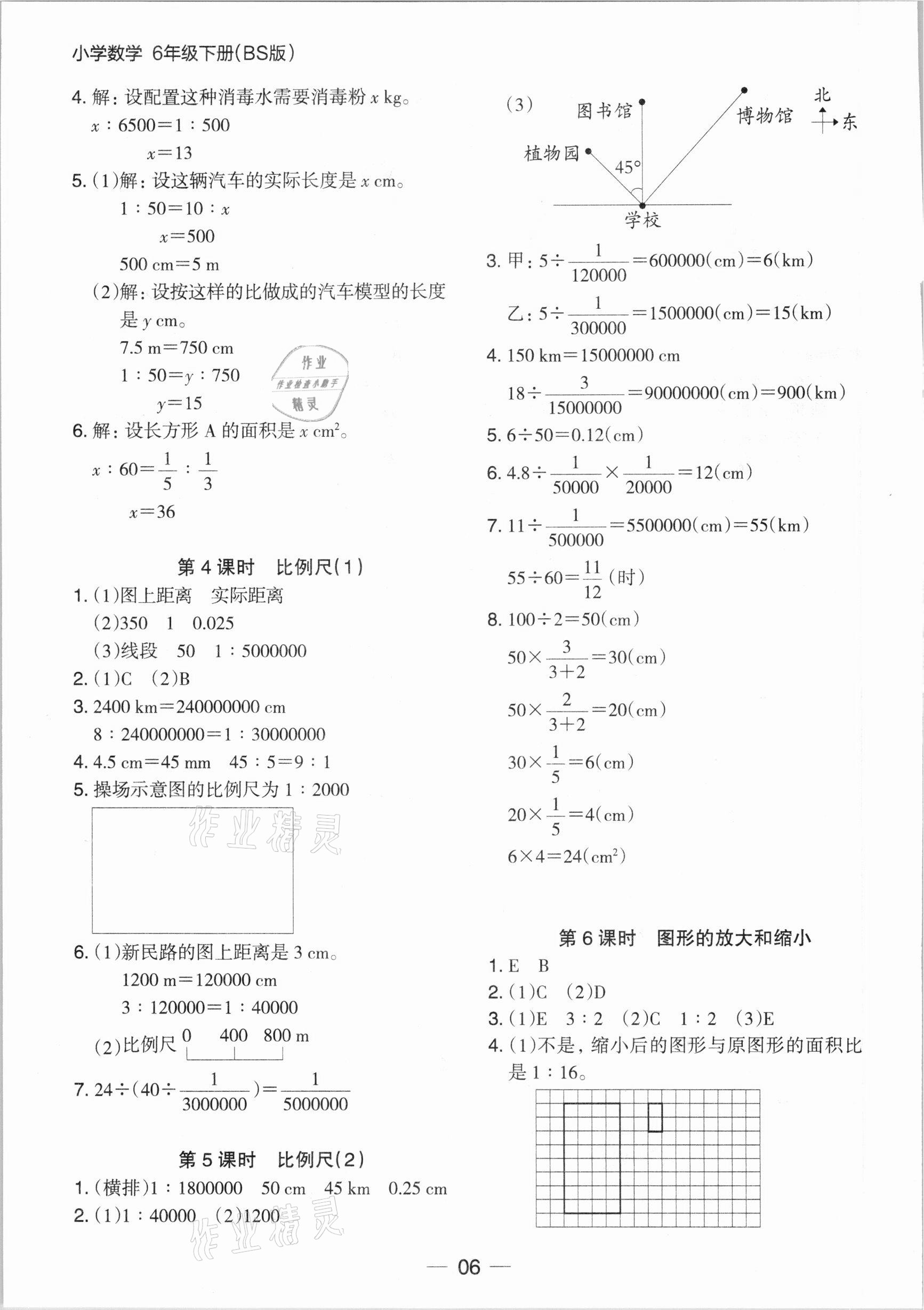 2021年木头马分层课课练六年级数学下册北师大版 参考答案第6页