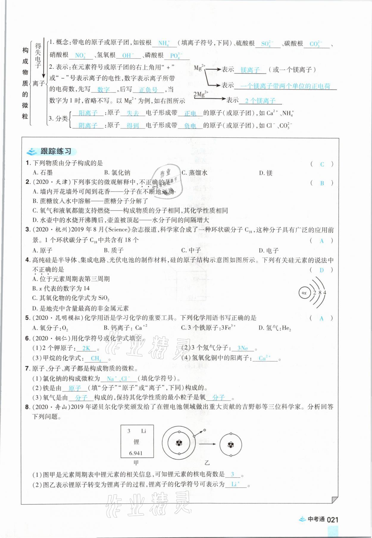 2021年中考通化學河南專版鄭州大學出版社 參考答案第21頁