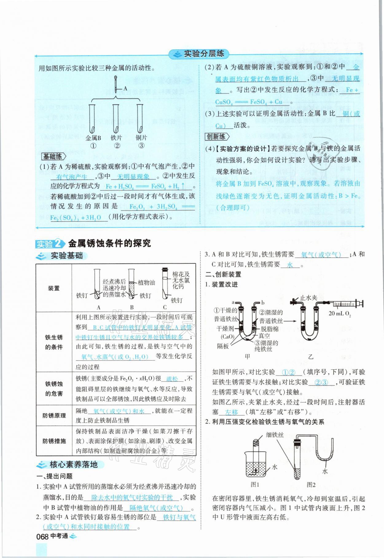 2021年中考通化學河南專版鄭州大學出版社 參考答案第68頁