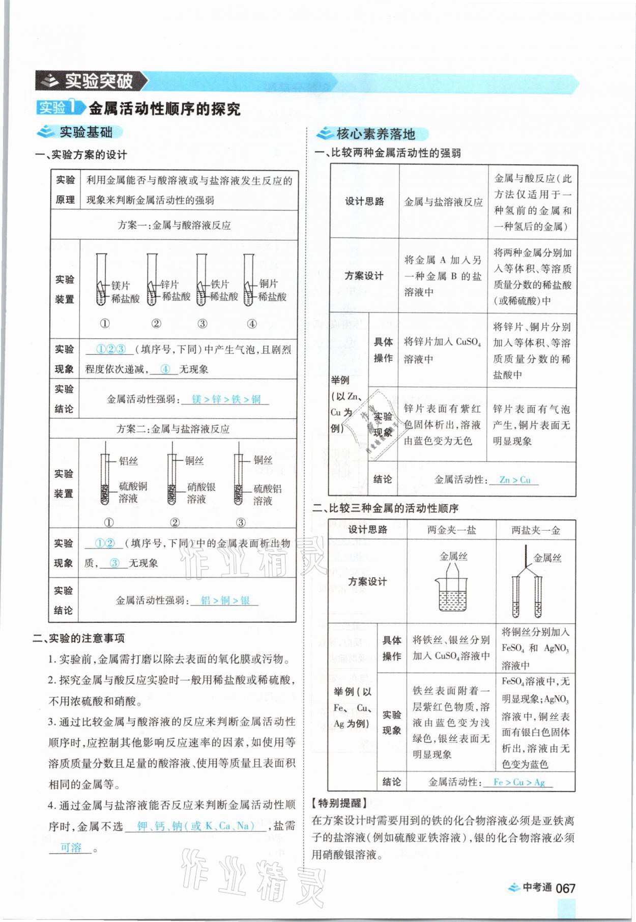2021年中考通化學(xué)河南專版鄭州大學(xué)出版社 參考答案第67頁