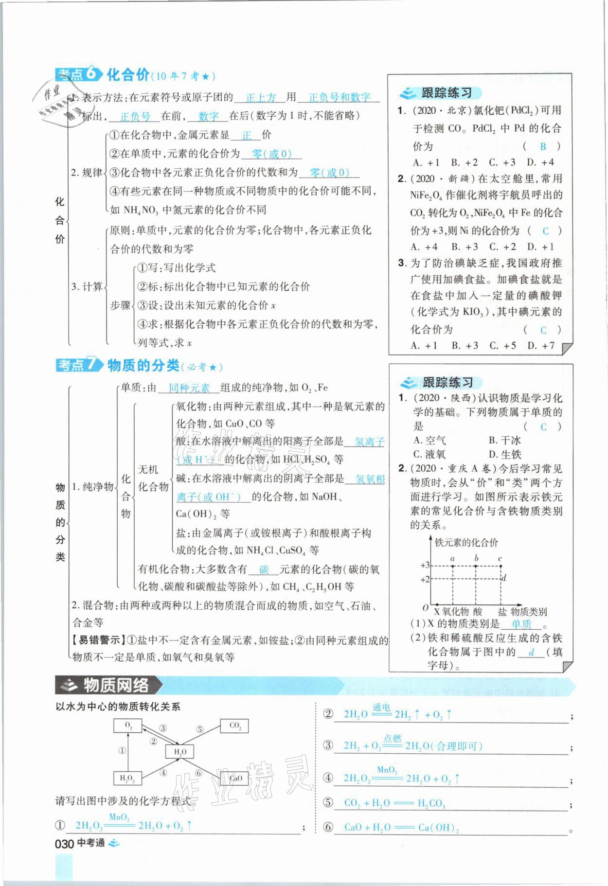 2021年中考通化學河南專版鄭州大學出版社 參考答案第30頁