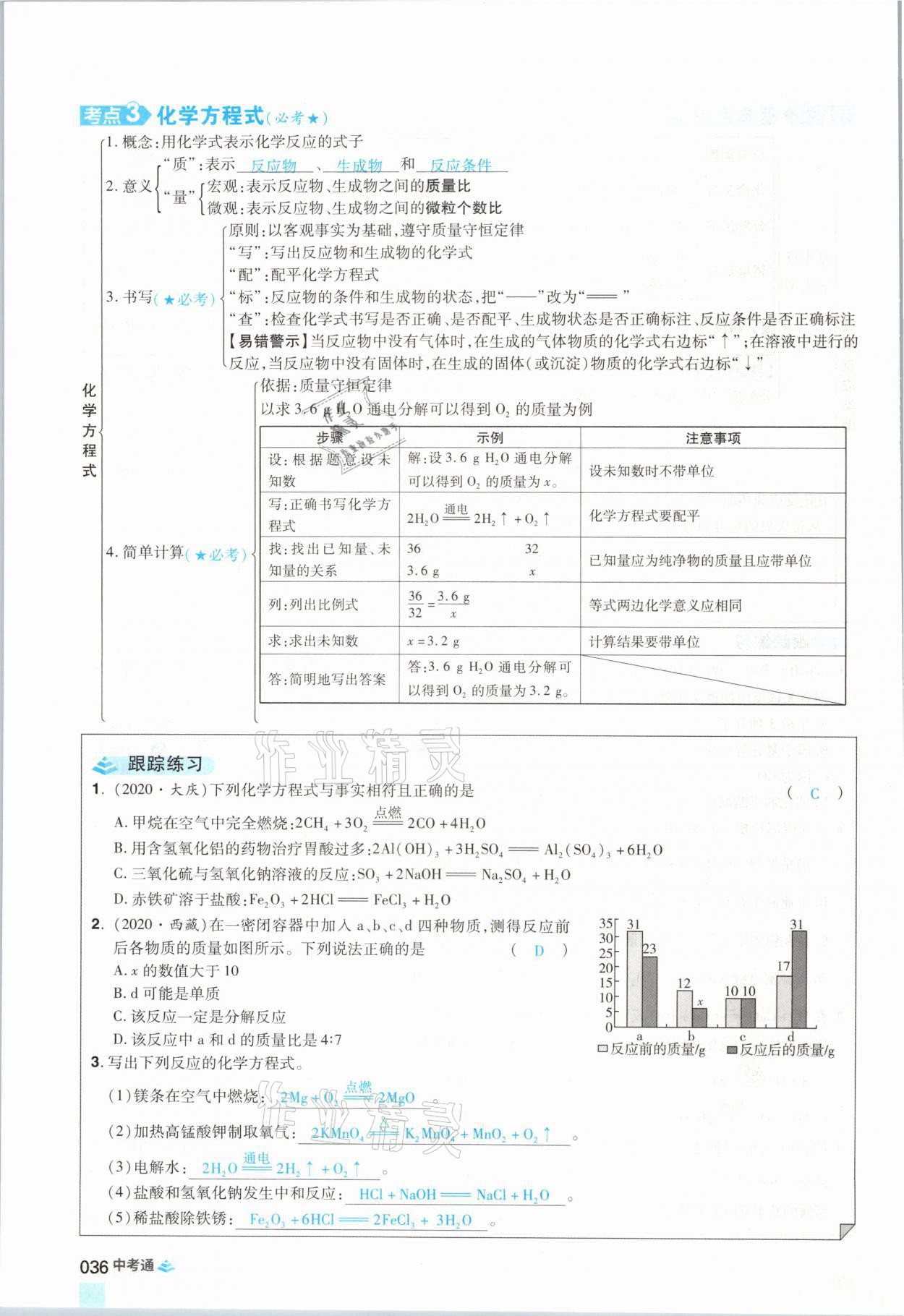 2021年中考通化學河南專版鄭州大學出版社 參考答案第36頁