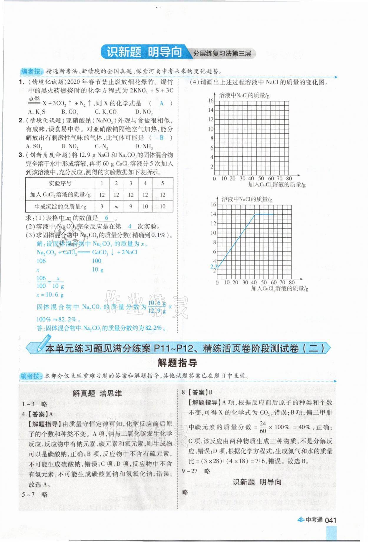 2021年中考通化學河南專版鄭州大學出版社 參考答案第41頁