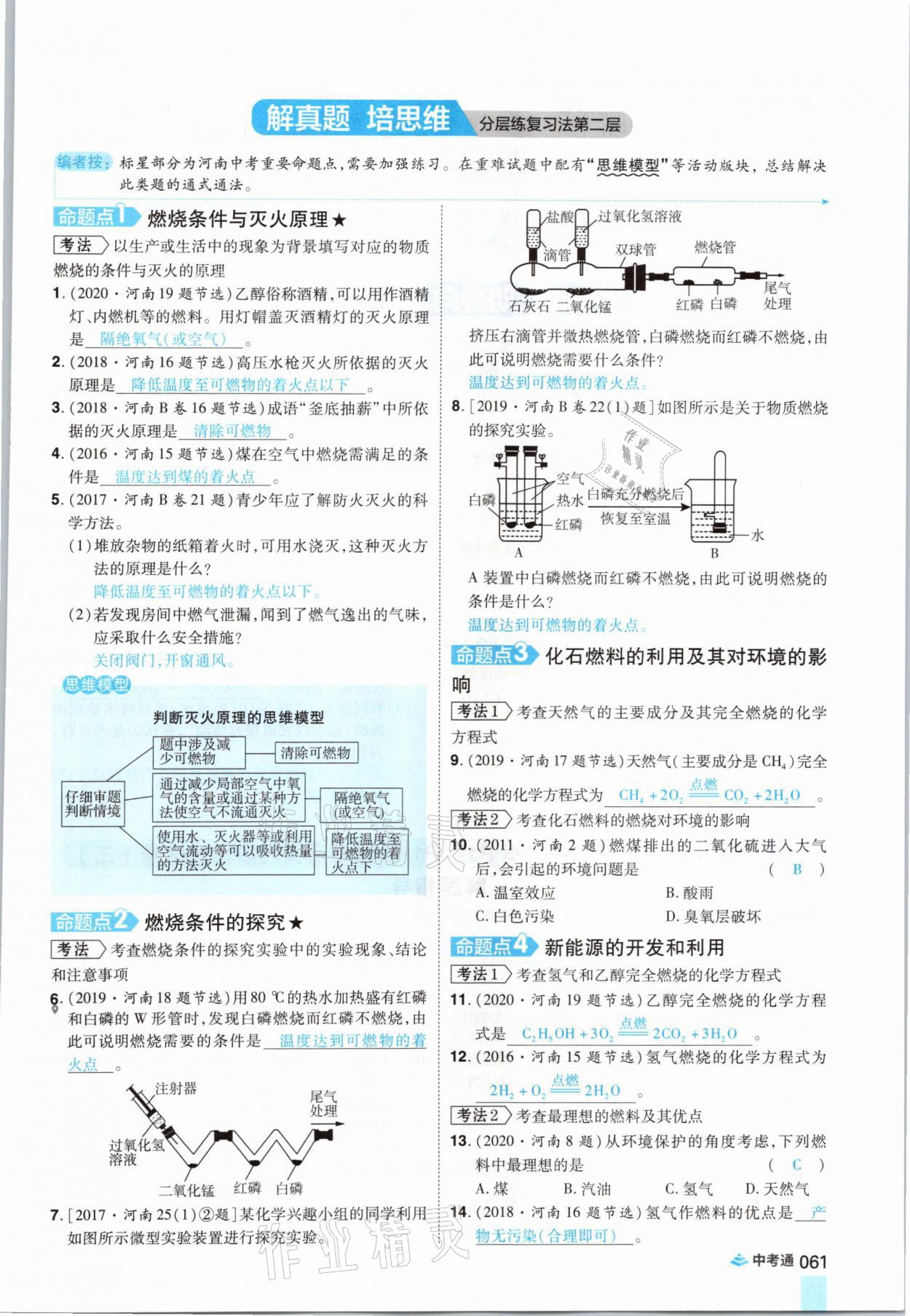 2021年中考通化學河南專版鄭州大學出版社 參考答案第61頁