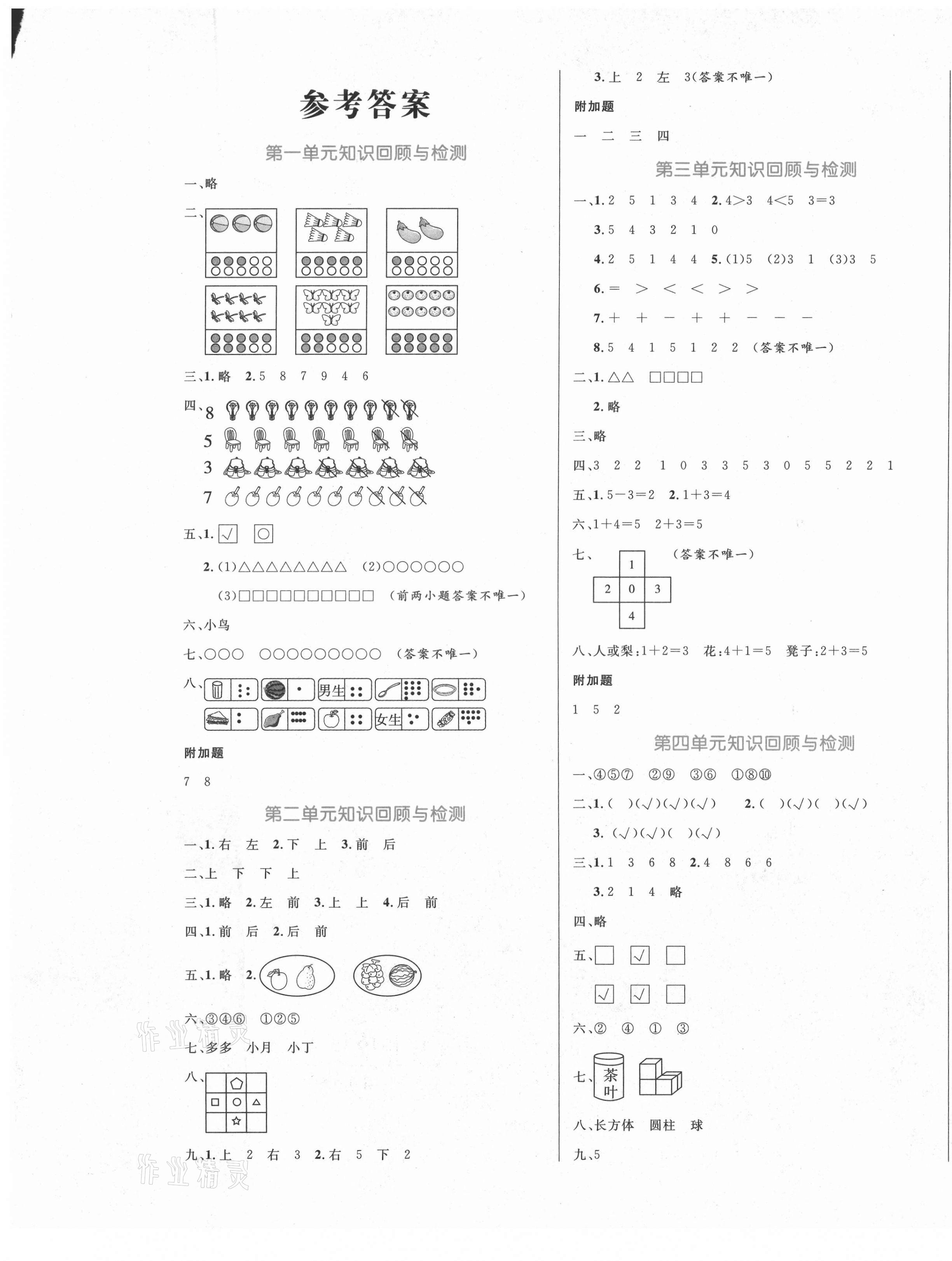 2020年黃岡名卷一年級數(shù)學上冊人教版濟寧專版 第1頁