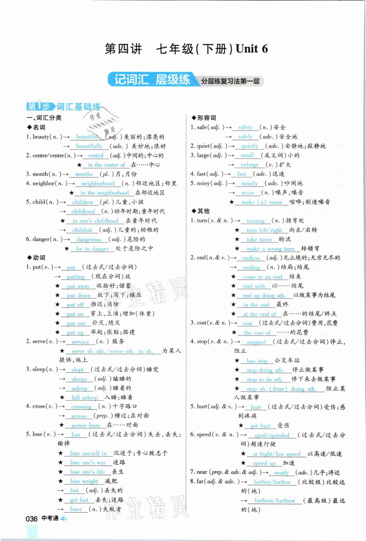 2021年中考通英語仁愛版河南專版鄭州大學(xué)出版社 參考答案第36頁