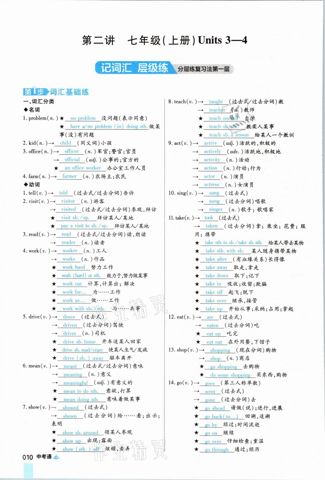 2021年中考通英語仁愛版河南專版鄭州大學出版社 參考答案第10頁