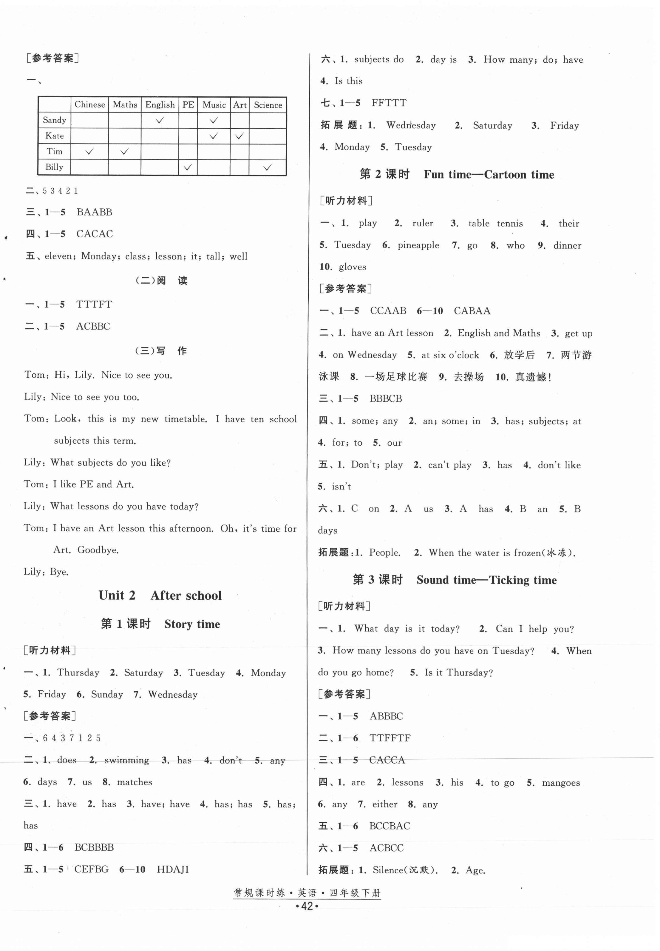 2021年常規(guī)課時(shí)練四年級英語下冊譯林版 第2頁