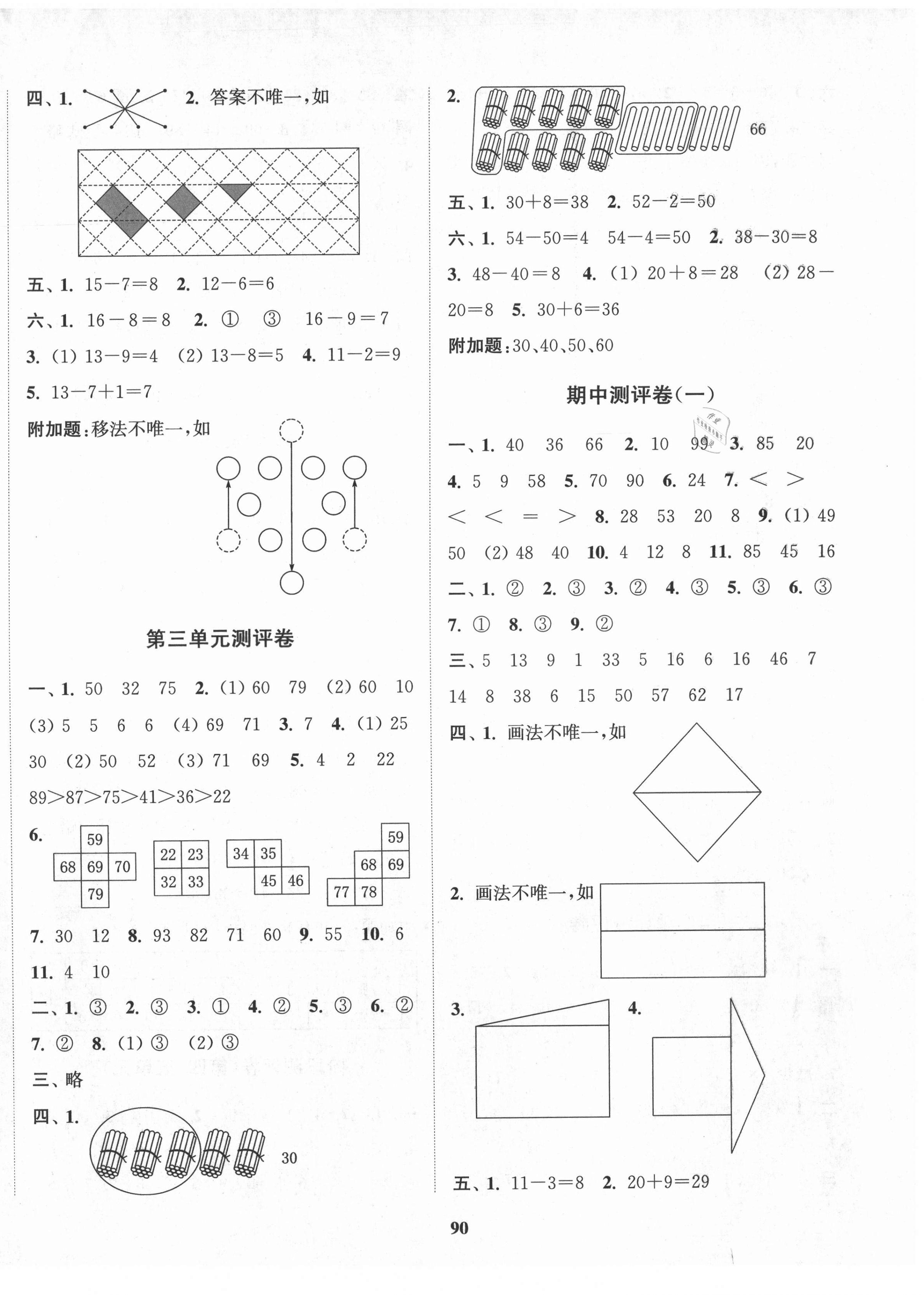 2021年通城學典小學全程測評卷一年級數(shù)學下冊蘇教版 第2頁