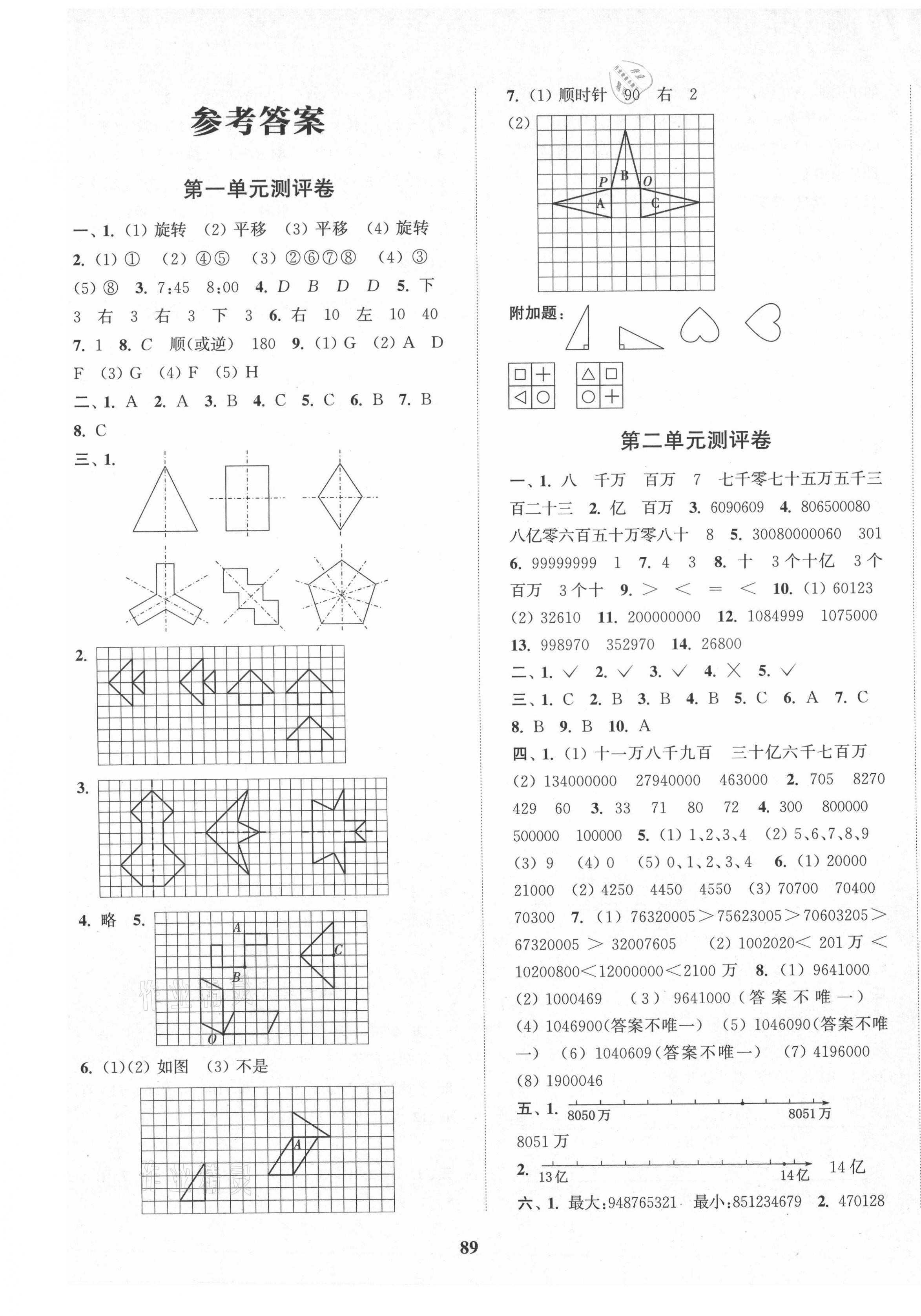 2021年通城學(xué)典全程測評卷四年級數(shù)學(xué)下冊蘇教版 第1頁