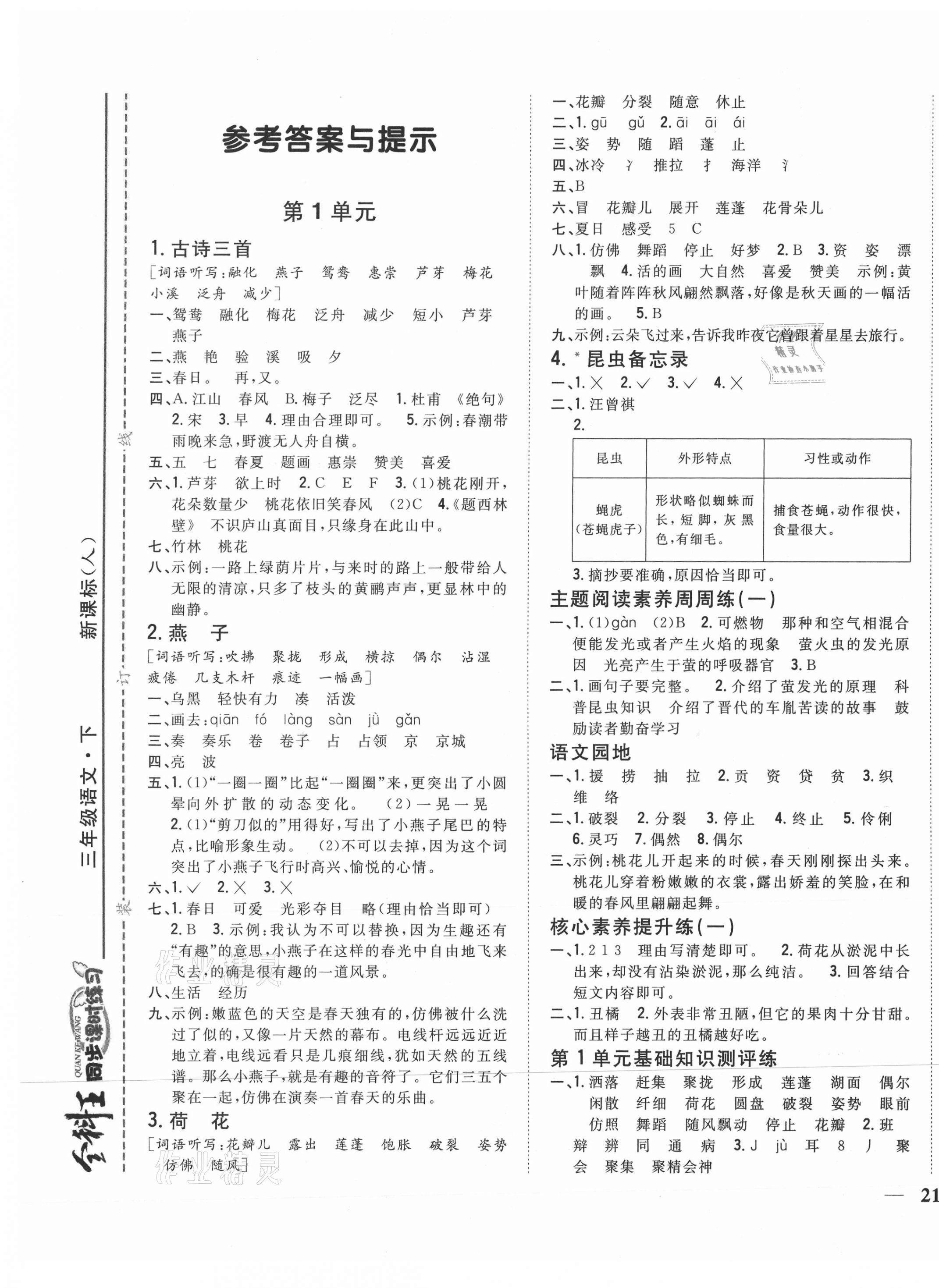 2021年全科王同步課時(shí)練習(xí)三年級(jí)語(yǔ)文下冊(cè)人教版 第1頁(yè)