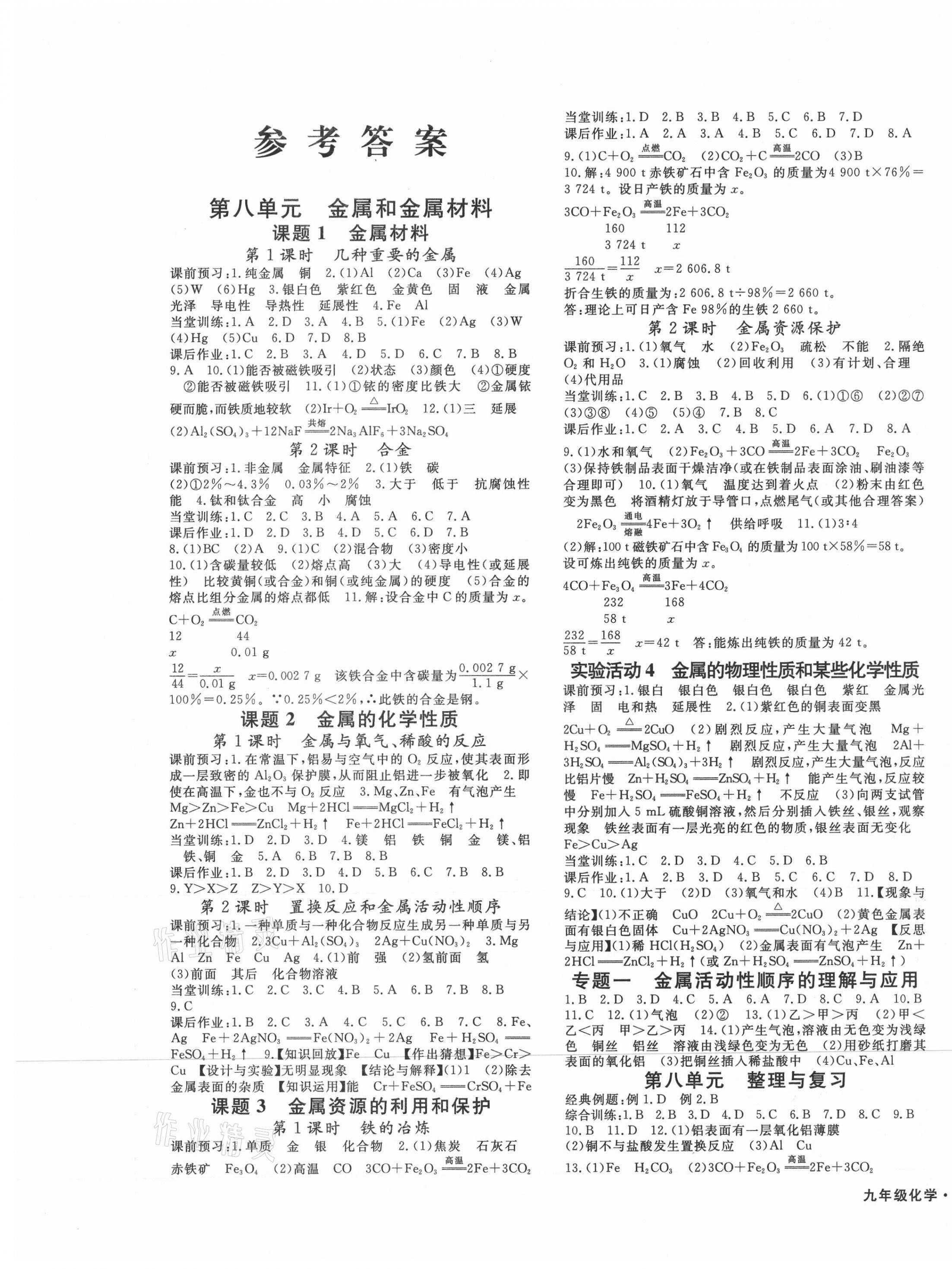 2021年名师大课堂九年级化学下册人教版 第1页