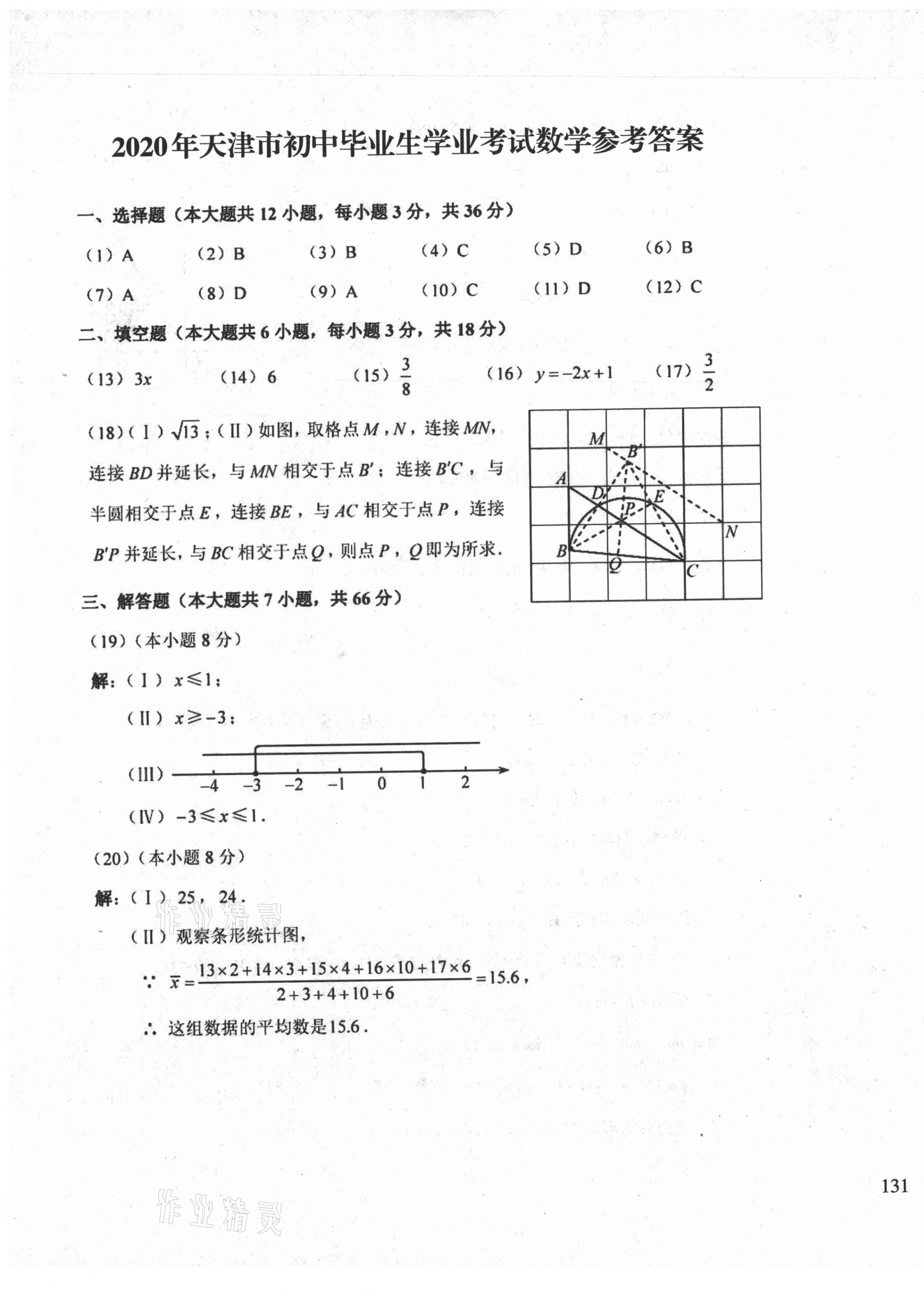 2021年初中總復(fù)習(xí)天津試卷數(shù)學(xué) 參考答案第21頁