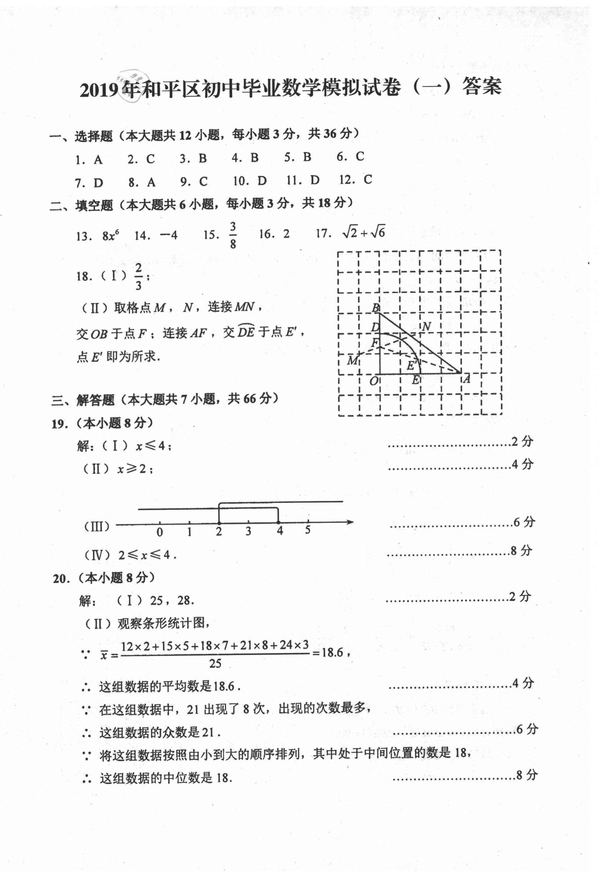 2021年初中總復(fù)習(xí)天津試卷數(shù)學(xué) 參考答案第26頁