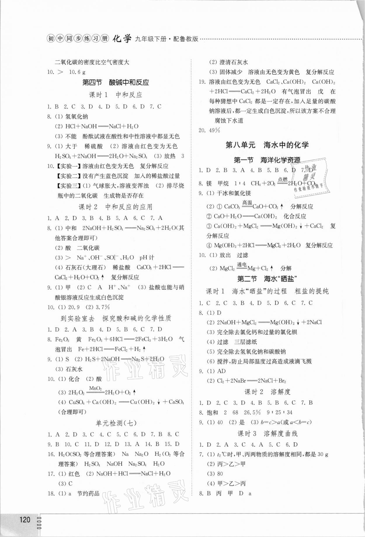 2021年初中同步練習冊九年級化學下冊魯教版山東教育出版社 第2頁