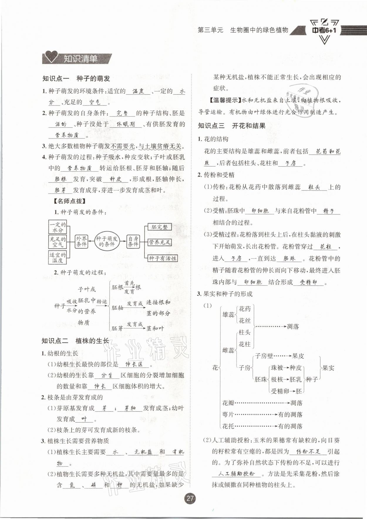 2021年中考6加1生物人教版達州專版 第27頁