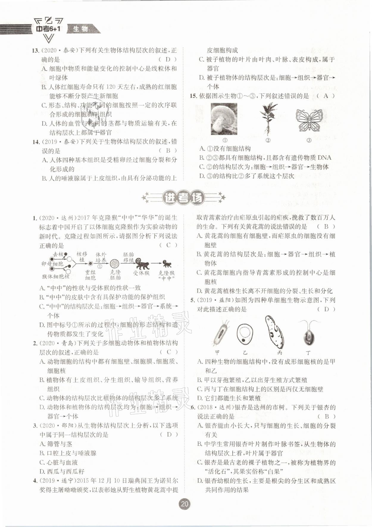 2021年中考6加1生物人教版達(dá)州專版 第20頁(yè)