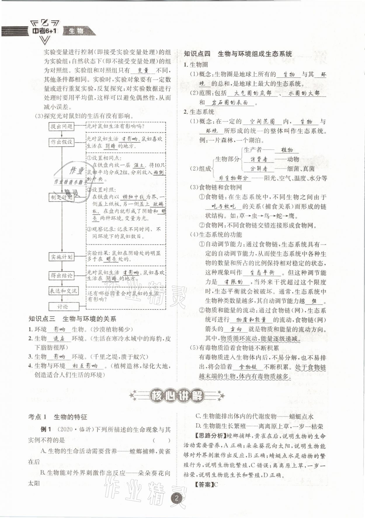 2021年中考6加1生物人教版達州專版 第2頁