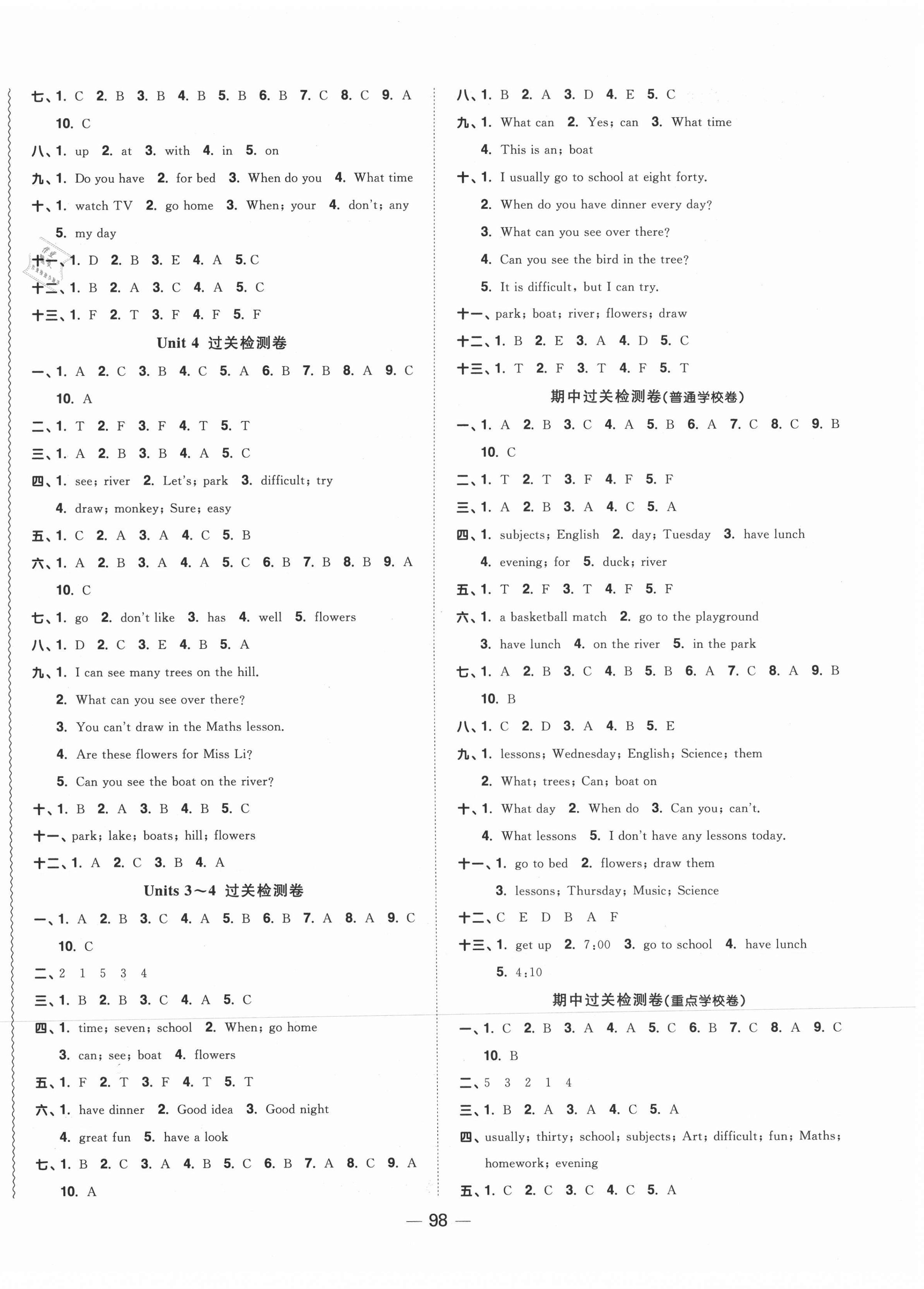 2021年阳光同学一线名师全优好卷四年级英语下册译林版 第2页