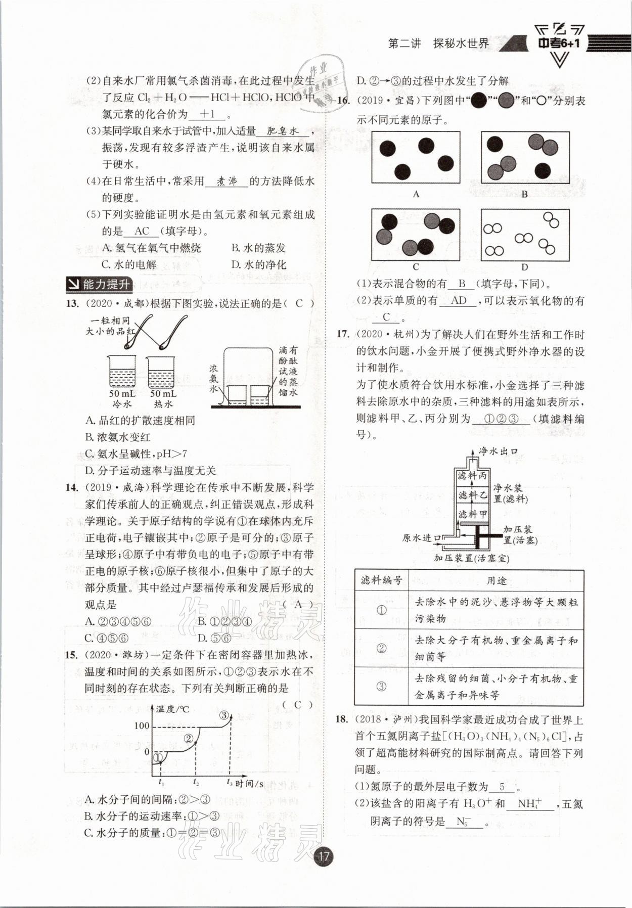 2021年中考6加1化學(xué)魯教版達(dá)州專版 參考答案第17頁