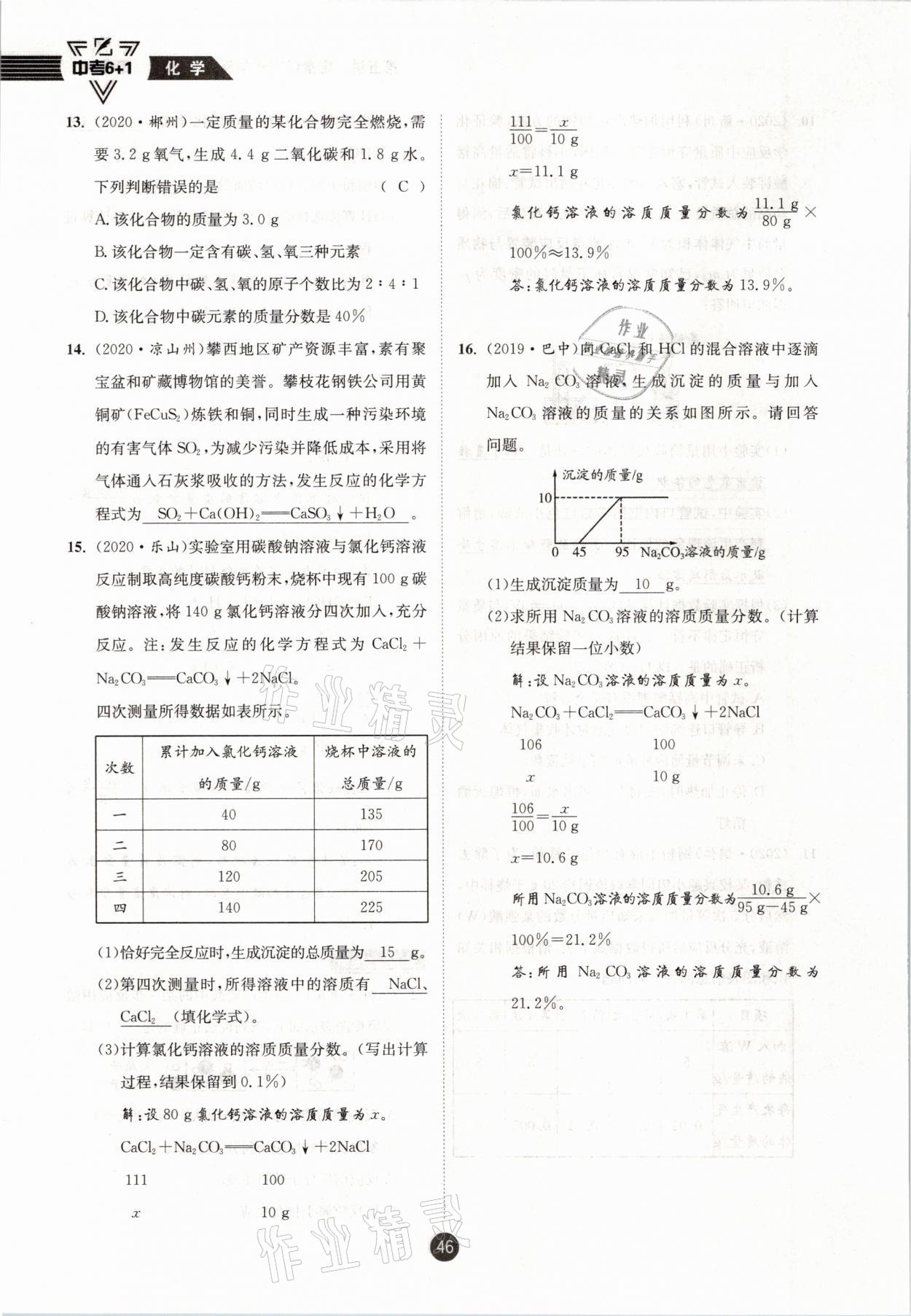 2021年中考6加1化學(xué)魯教版達(dá)州專版 參考答案第46頁