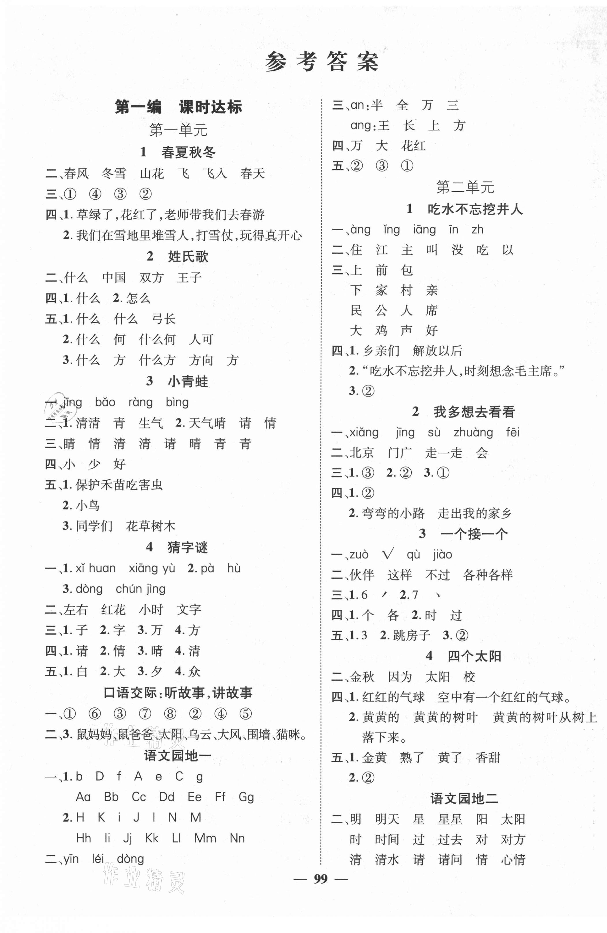 2021年名師測(cè)控一年級(jí)語(yǔ)文下冊(cè)人教版 第1頁(yè)