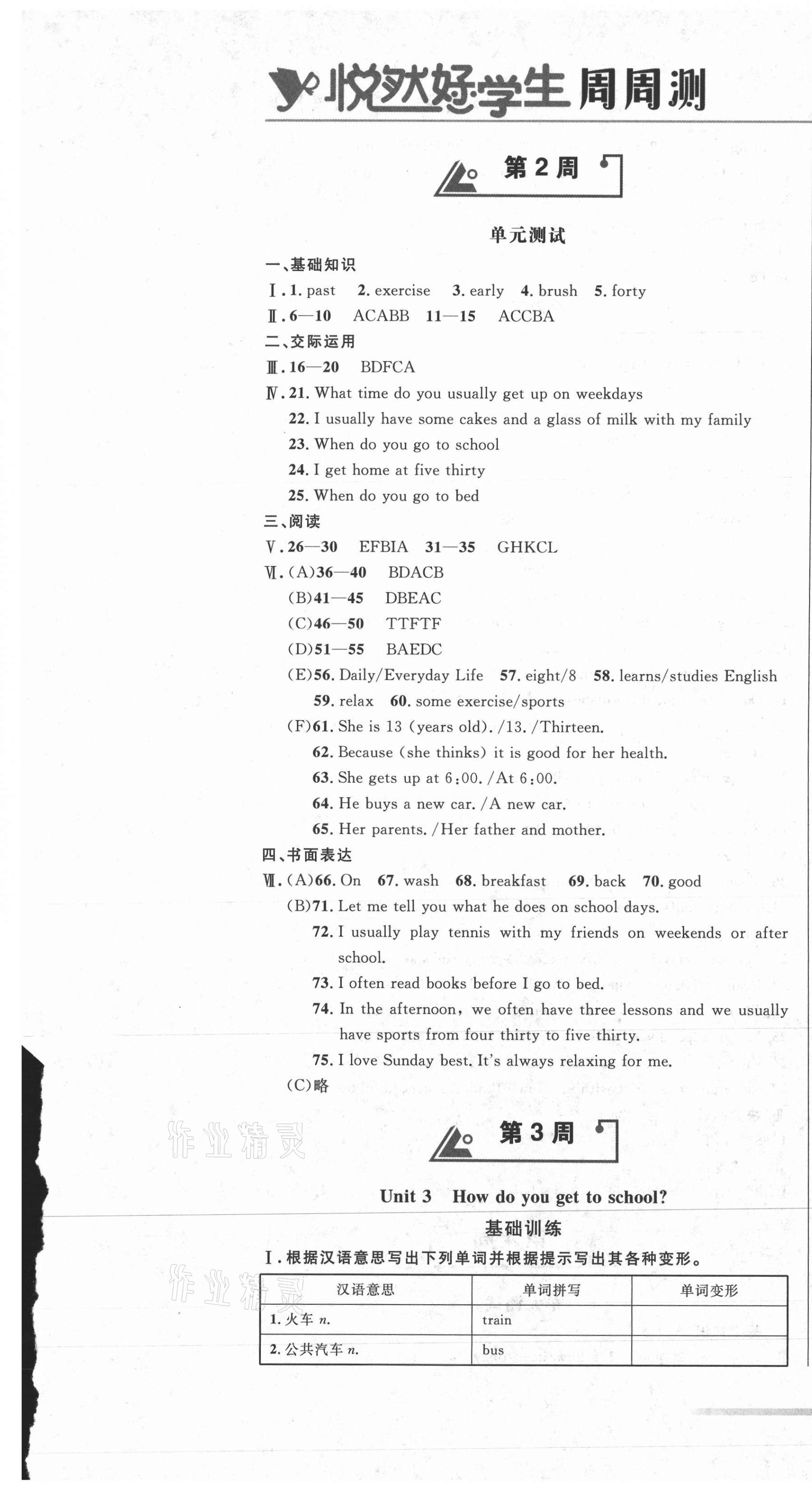 2021年悅?cè)缓脤W(xué)生周周測(cè)七年級(jí)英語下冊(cè)人教版 第7頁