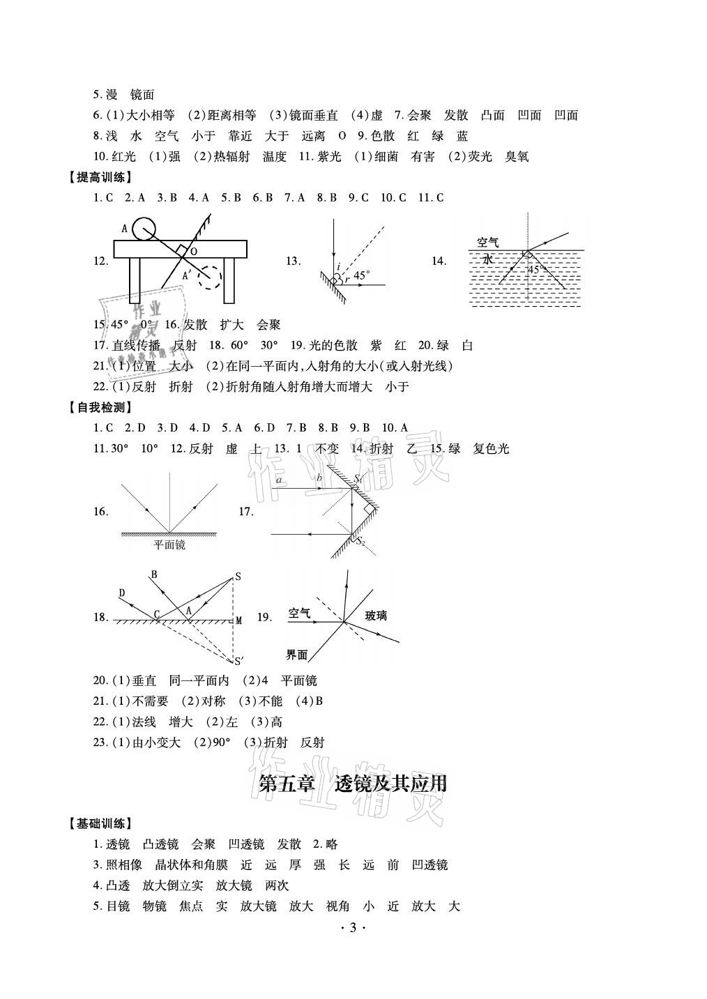 2021年中考總復習物理新疆文化出版社 參考答案第3頁