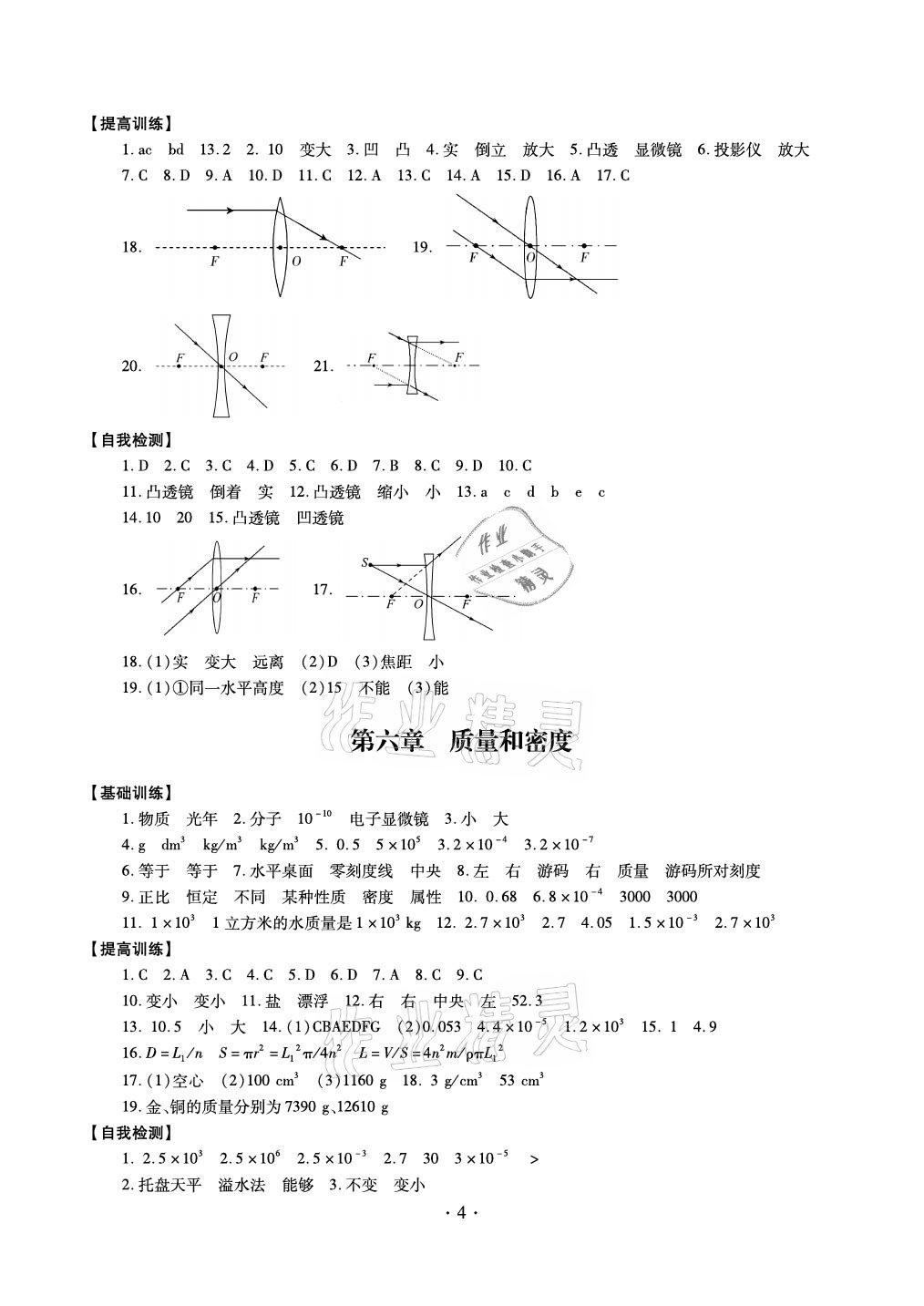 2021年中考總復(fù)習(xí)物理新疆文化出版社 參考答案第4頁